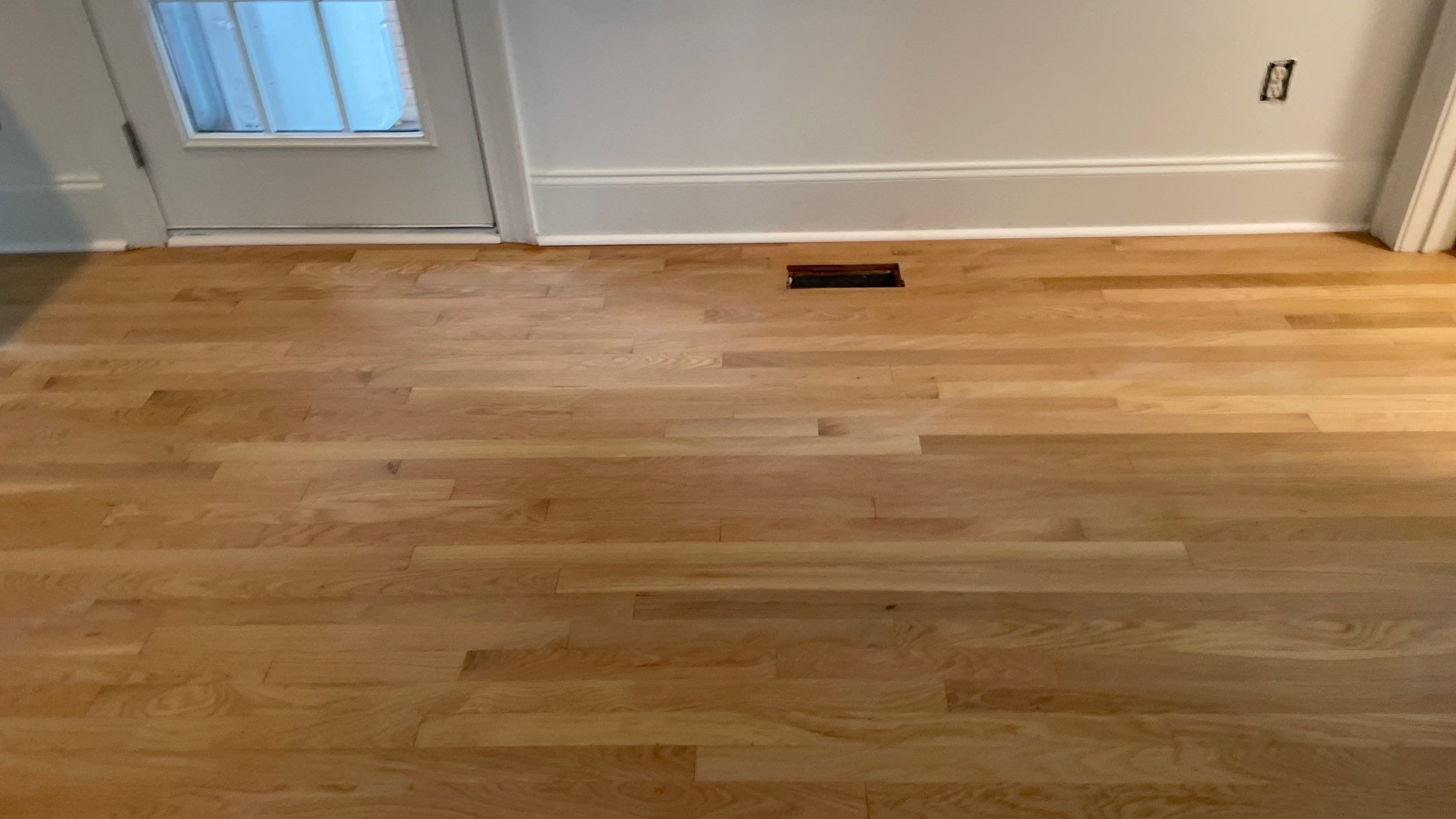 Sand and Finish Red Oak back to Natural with Matte Waterbased Finish by Footprints Floors of Coastal Carolina