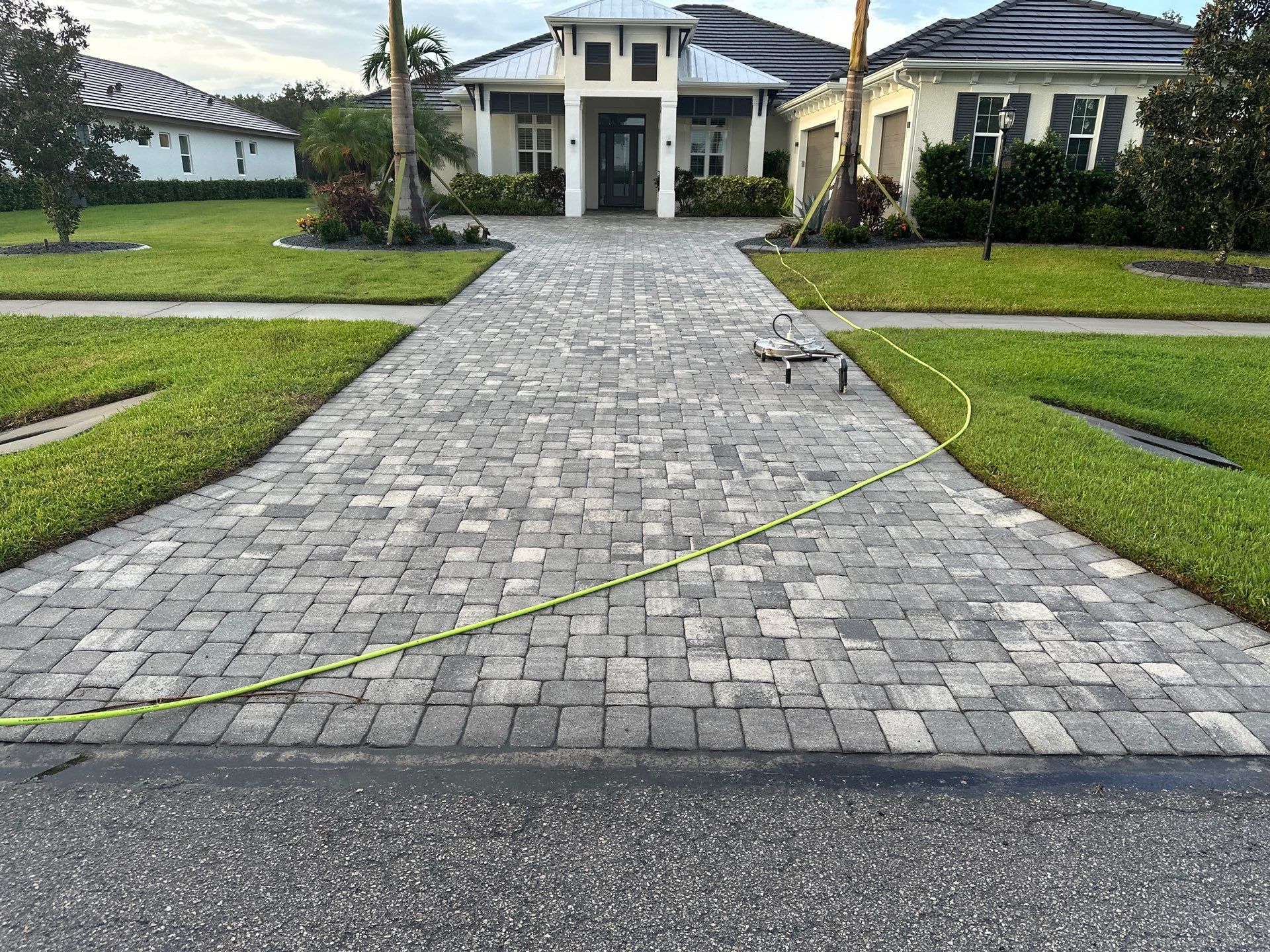 Paver Driveway, Sidewalk, and Culvert Cleaning in Winding River Community, Bradenton, FL by Sunshine AquaWash