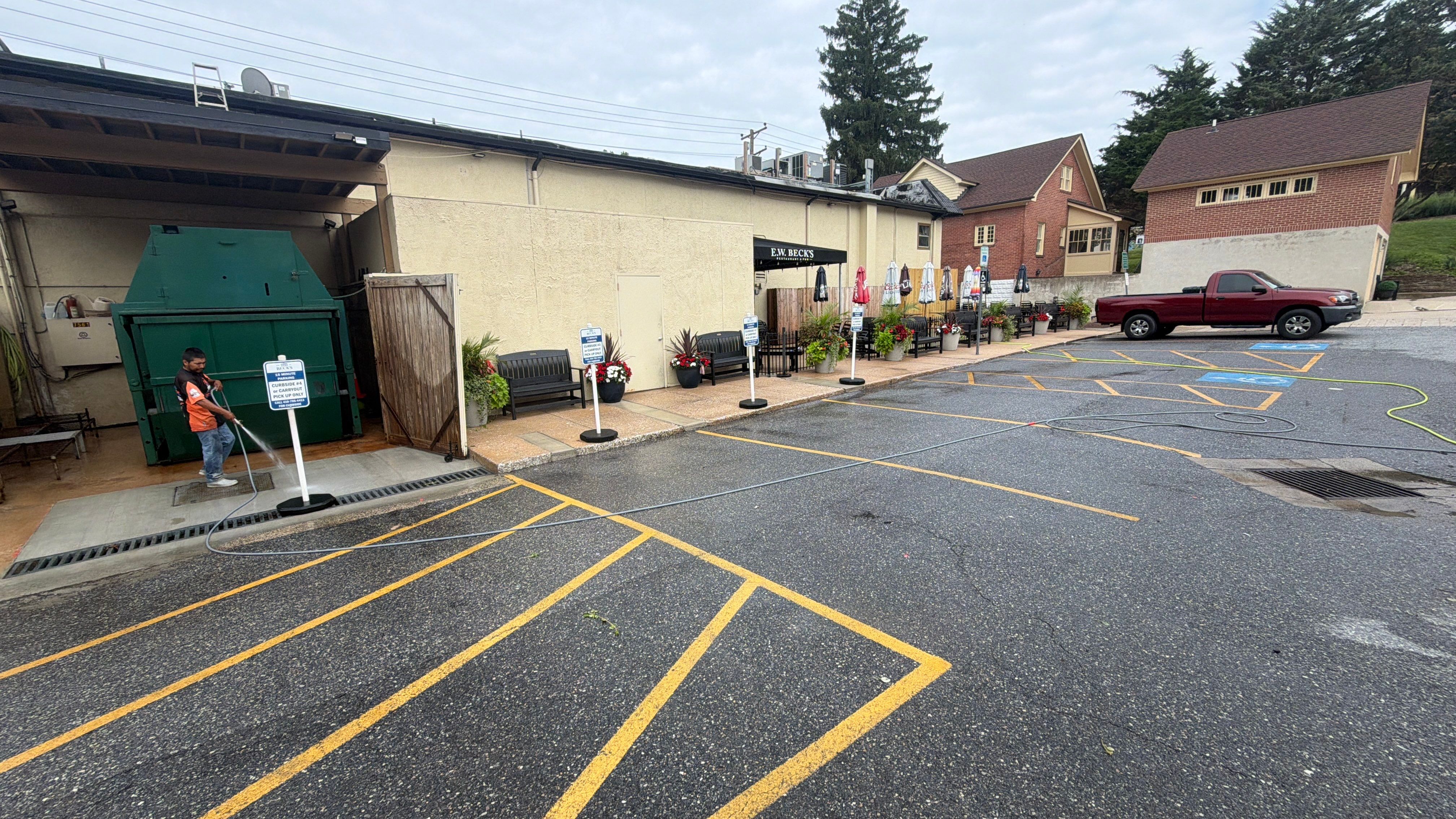 Commercial Exterior Cleaning and Concrete Washing for Sykesville Restaurant by Baltimore Pressure Washers Inc.