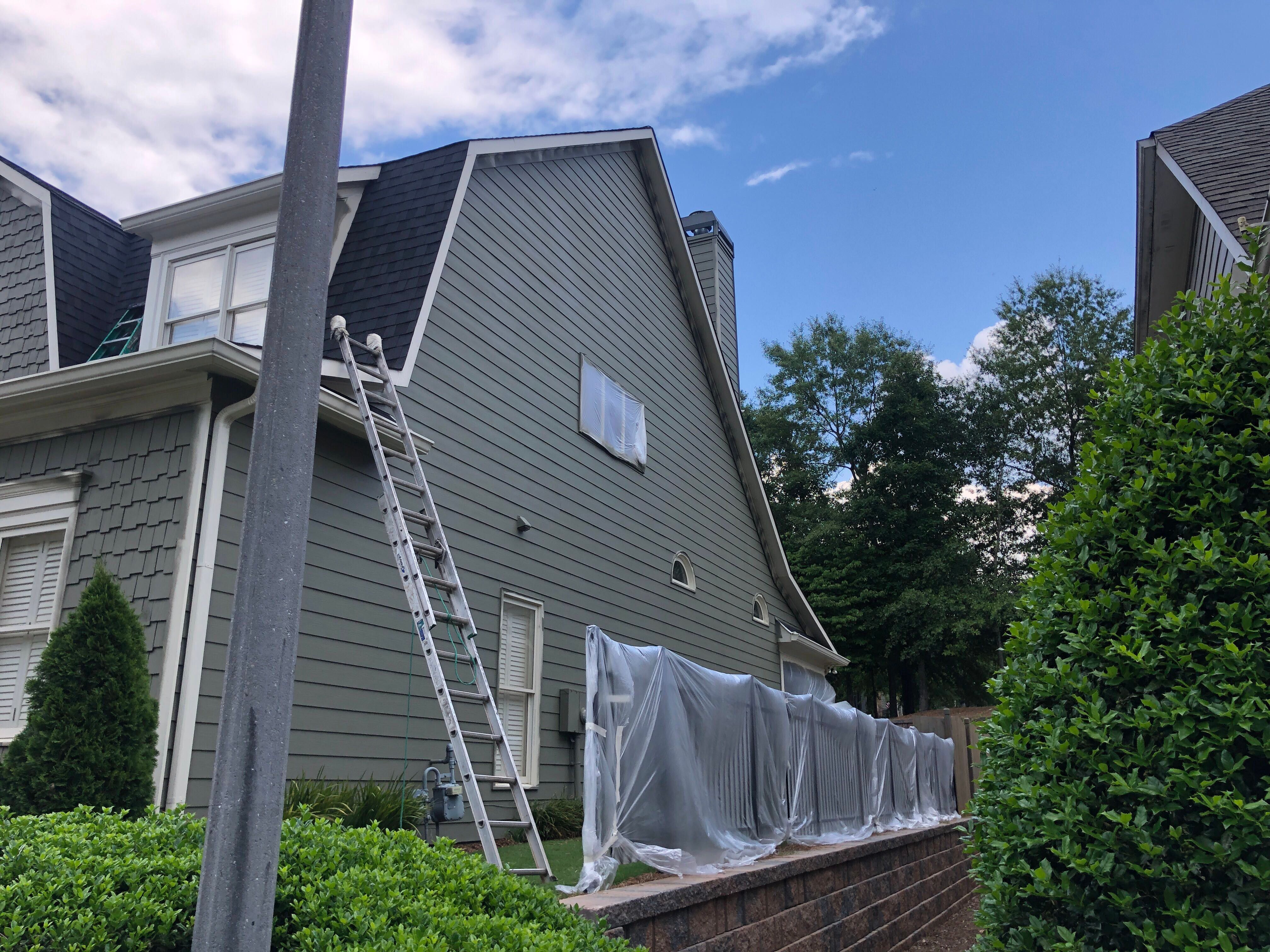 Sage Green Exterior House Painting and Trim Refresh in Acworth by Swift Home Renovations