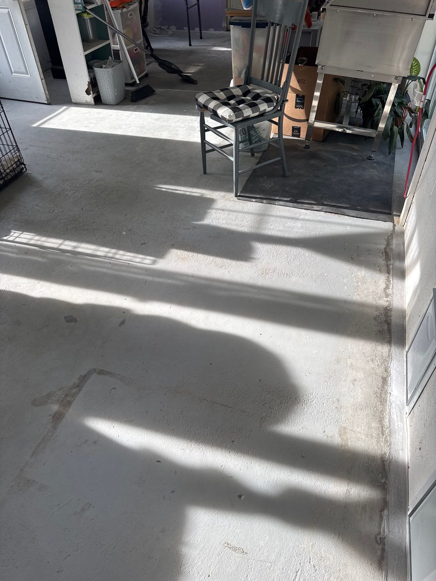Grey Epoxy Flake Floor Installation for a Muskegon Sunroom by Gordon Painting