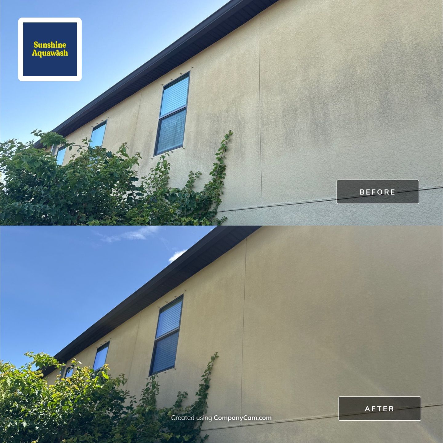 2-Story Stucco House Wash & Tan Vinyl Fence Cleaning | Sheffield Glen Palmetto, FL by Sunshine AquaWash
