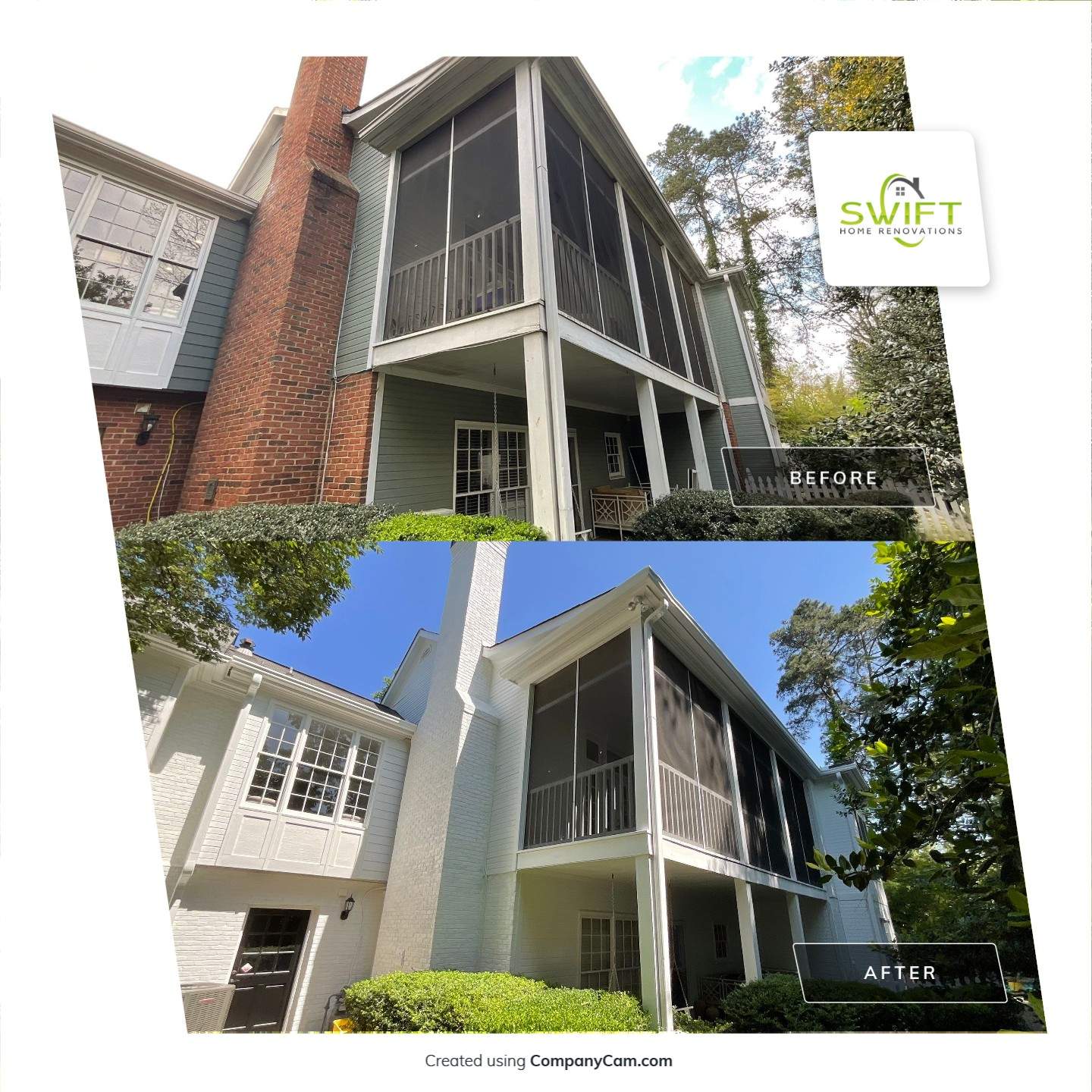 Full Exterior Painting and Brick Refinishing in Dunwoody, Georgia by Swift Home Renovations