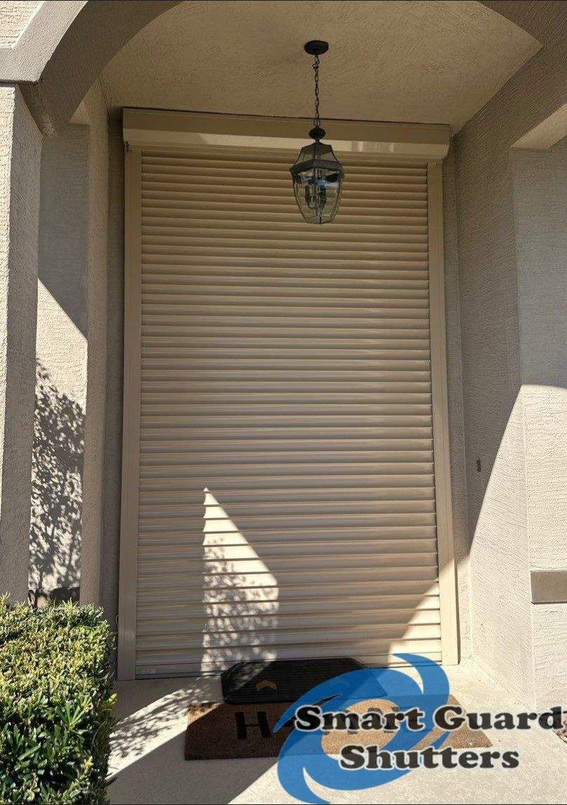 Rolling Shutter in Beige by Smart Guard Shutters