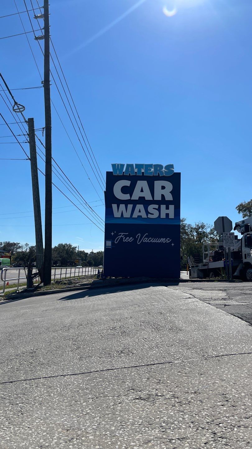 Waters Car Wash Monument Sign and Channel Letters by SignCrafters