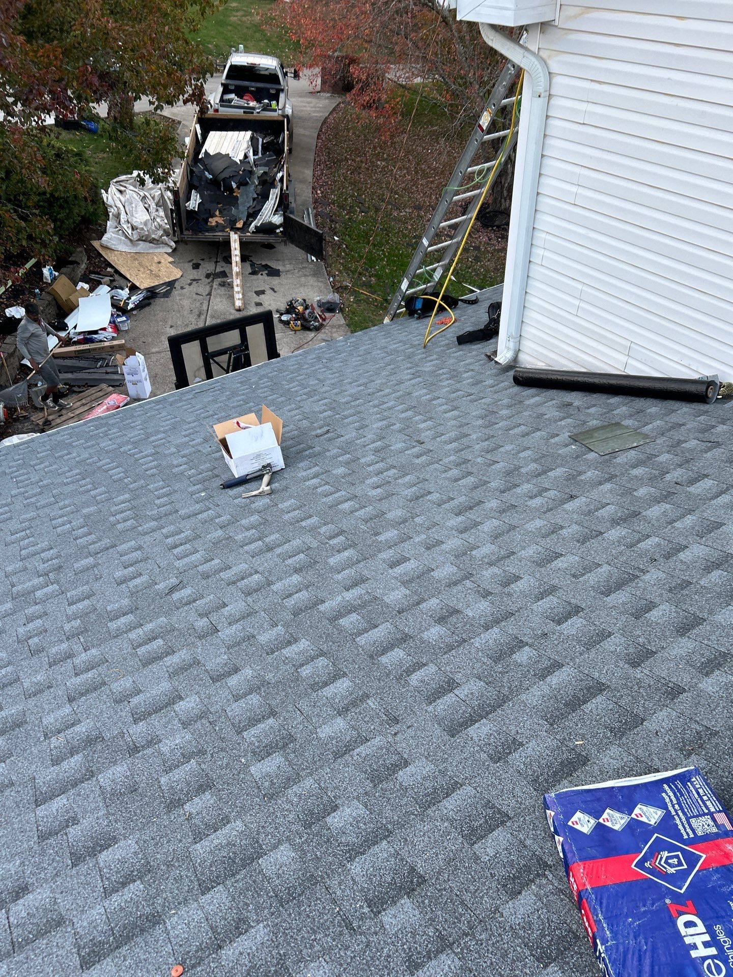Residential Roofing Installation using GAF Timberline HDZ Oyster Grey by Rainstoppers Roofing