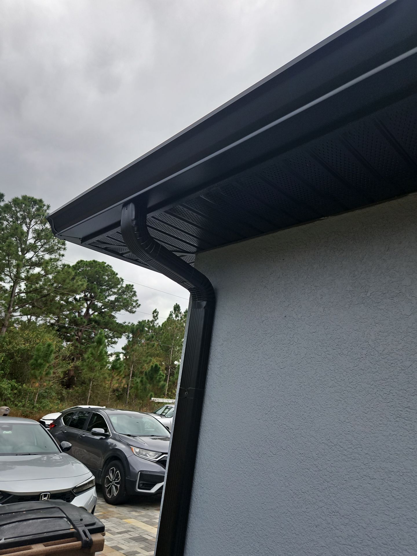 Black Seamless Gutters & Soffit/Fascia in Lehigh Acres FL by Gutter Professors