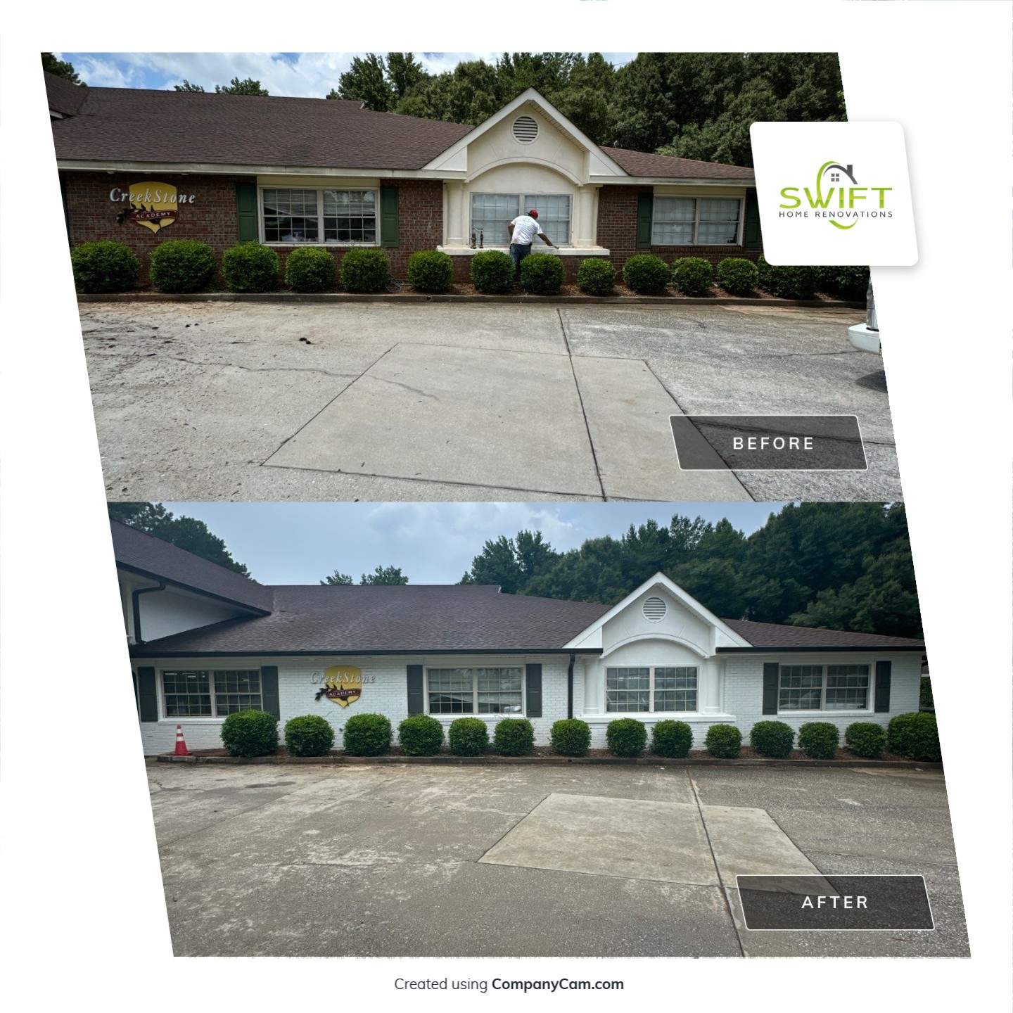Commercial Exterior Brick and Stucco Painting in Fayetteville by Swift Home Renovations