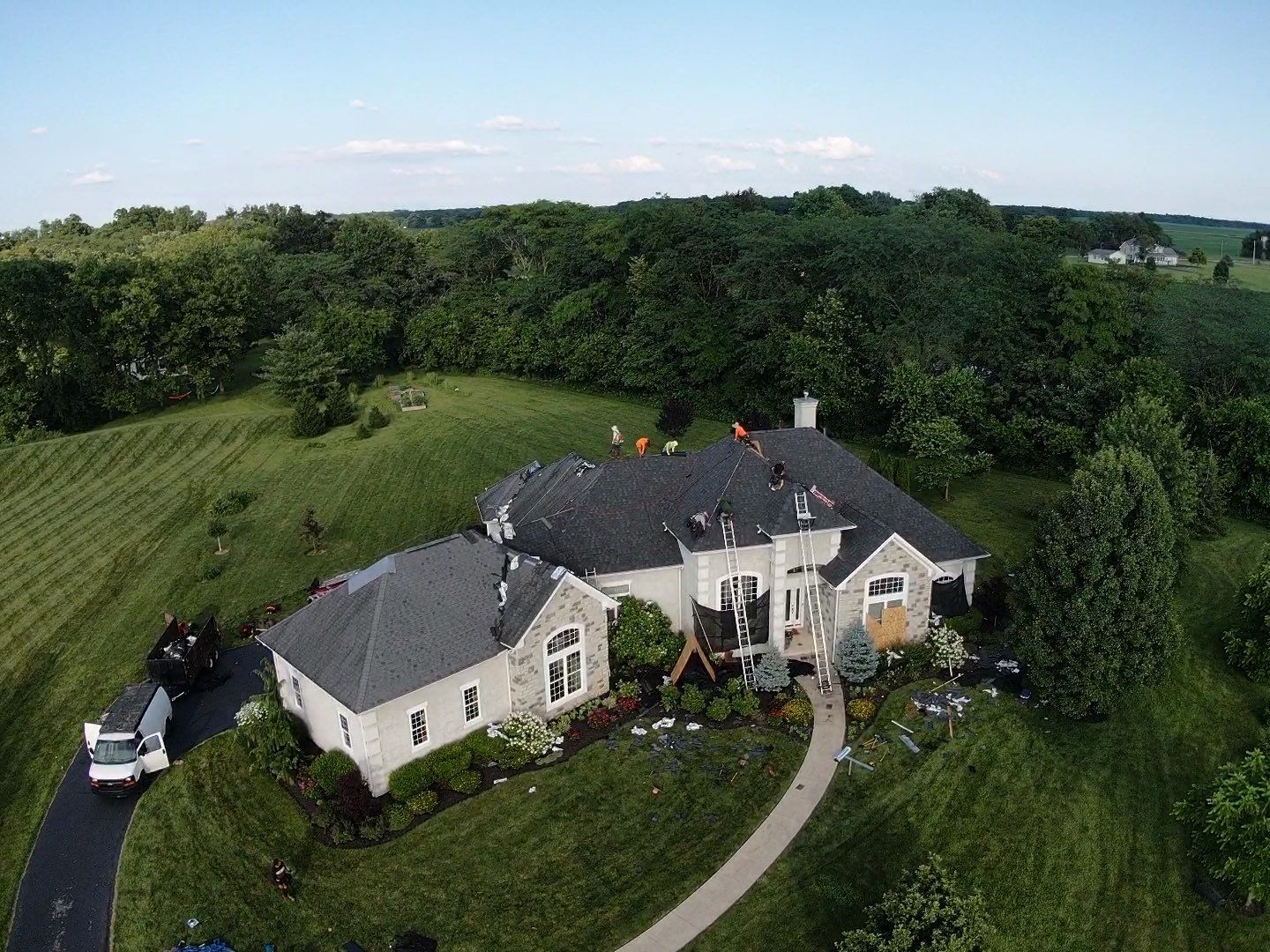 Residential Roofing Installation using Atlas Pinnacle Black Shingles by 614 Exteriors