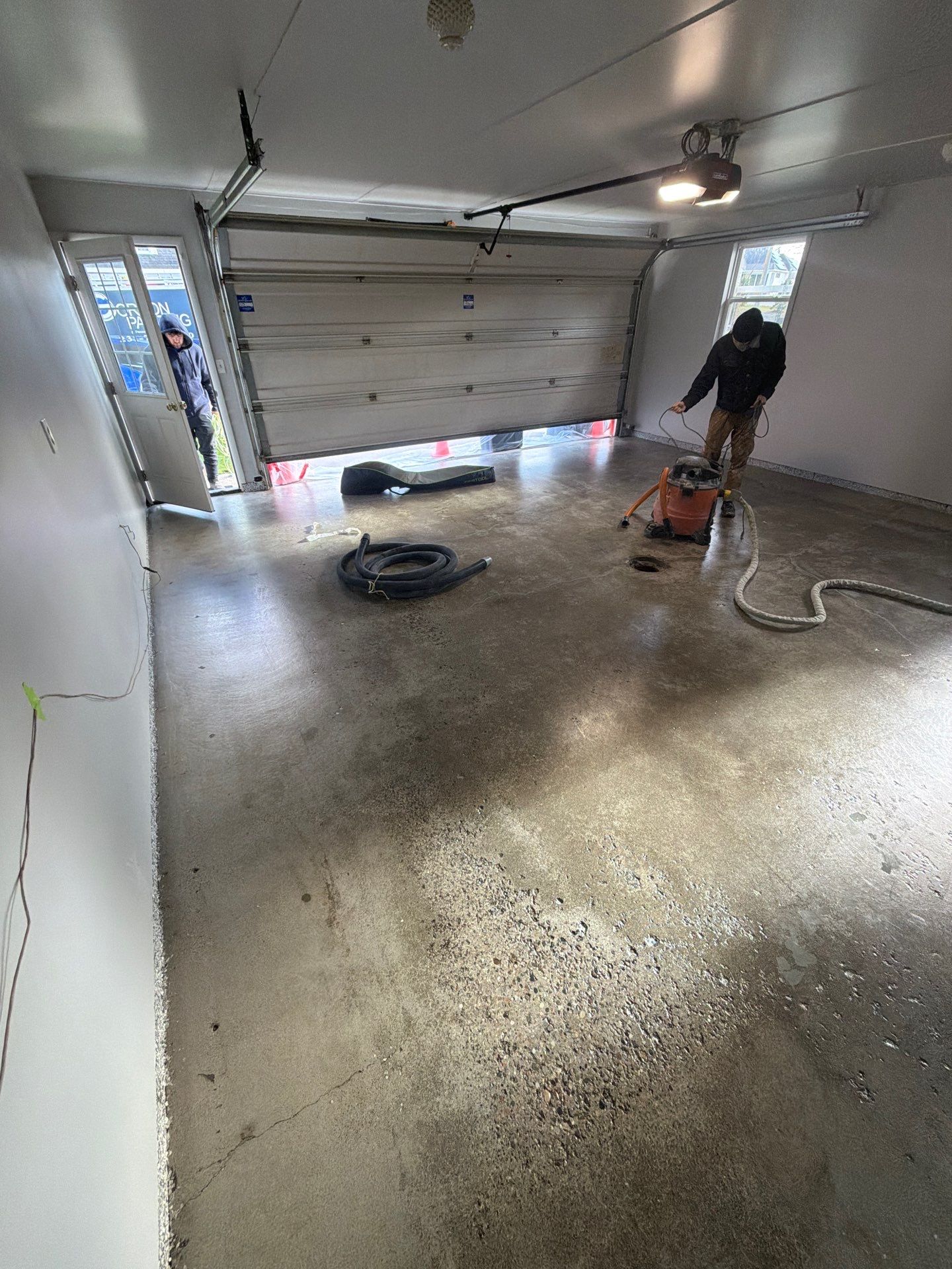 Muskegon Garage Interior Painting and Epoxy Flake Floor Installation by Gordon Painting
