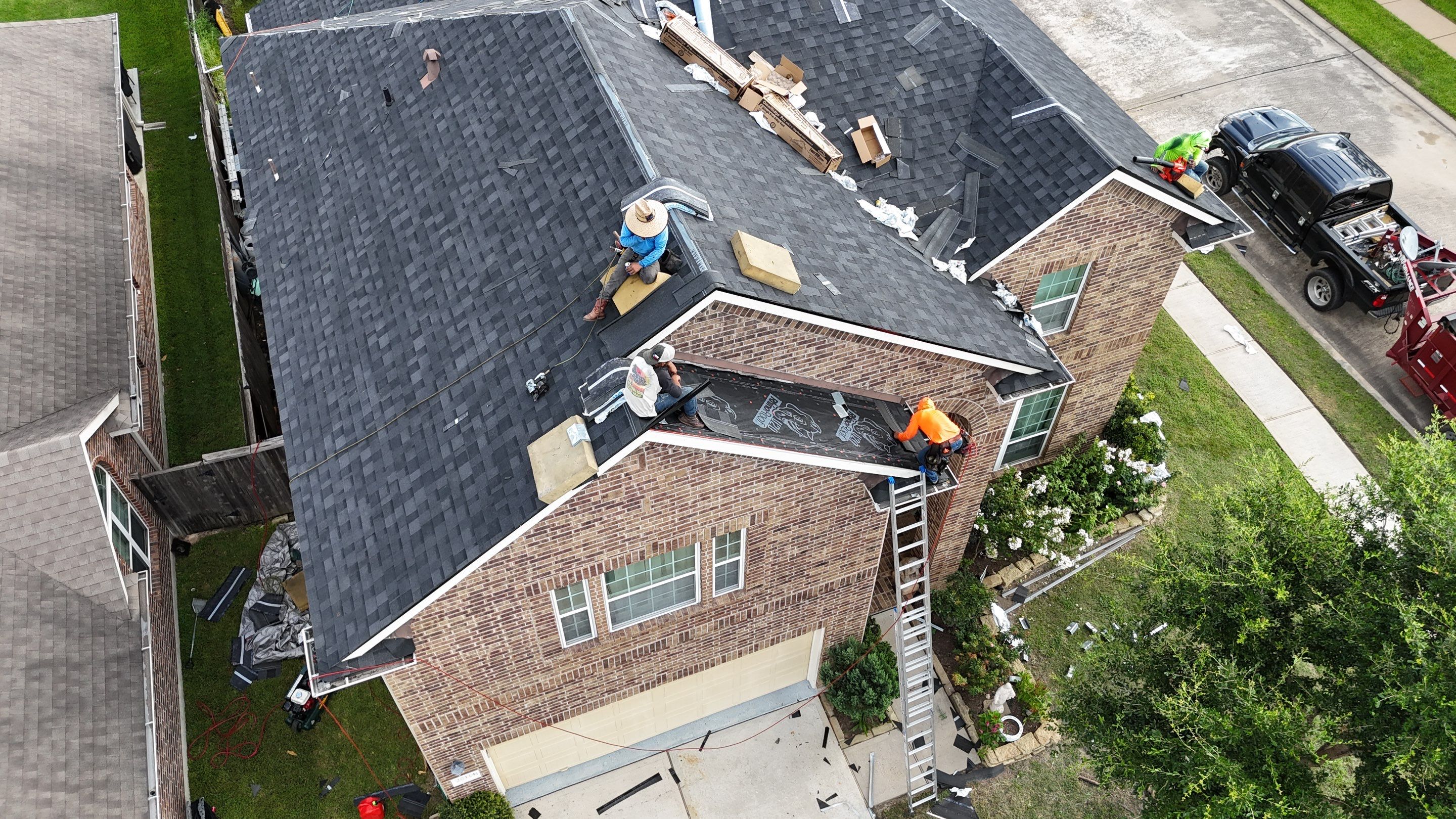 Residential Roofing Installation using IKO Dynasty after Storms in Cypress by Core Four Roofing