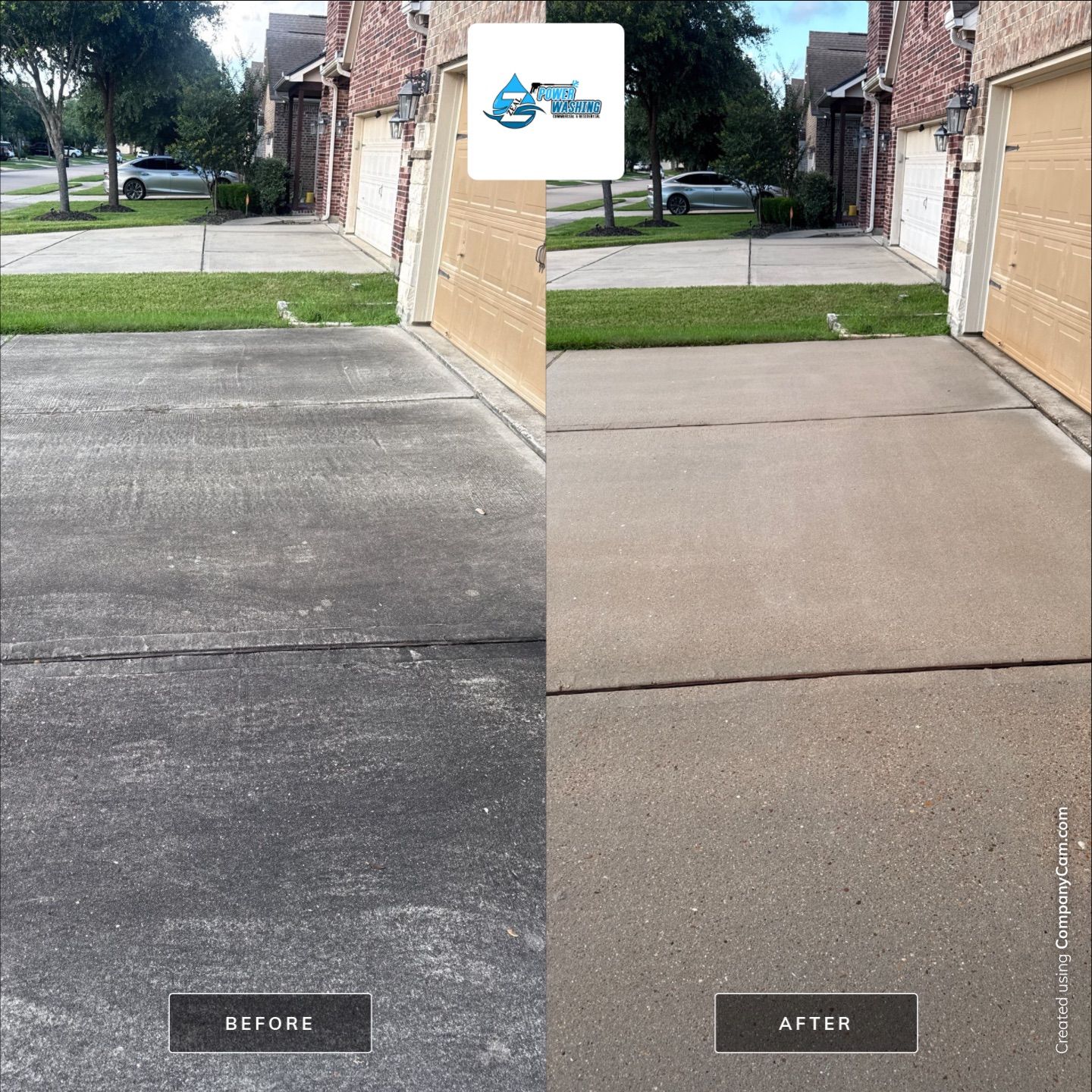 Residential Concrete Driveway and Sidewalk Pressure Washing in Katy by Zeal Power Washing