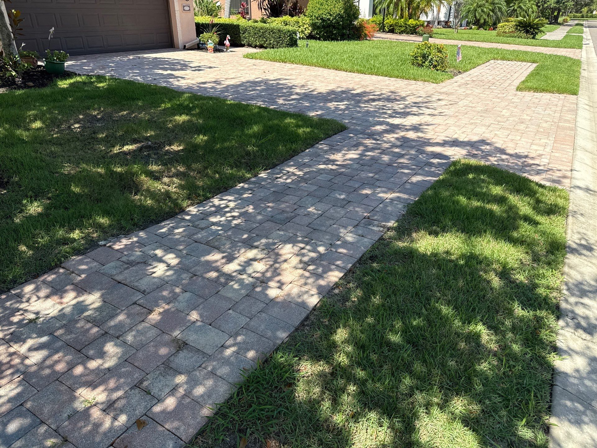 Paver Driveway, Sidewalk & Curbing Cleaning — Bougainvillea Place, Ellenton, FL by Sunshine AquaWash
