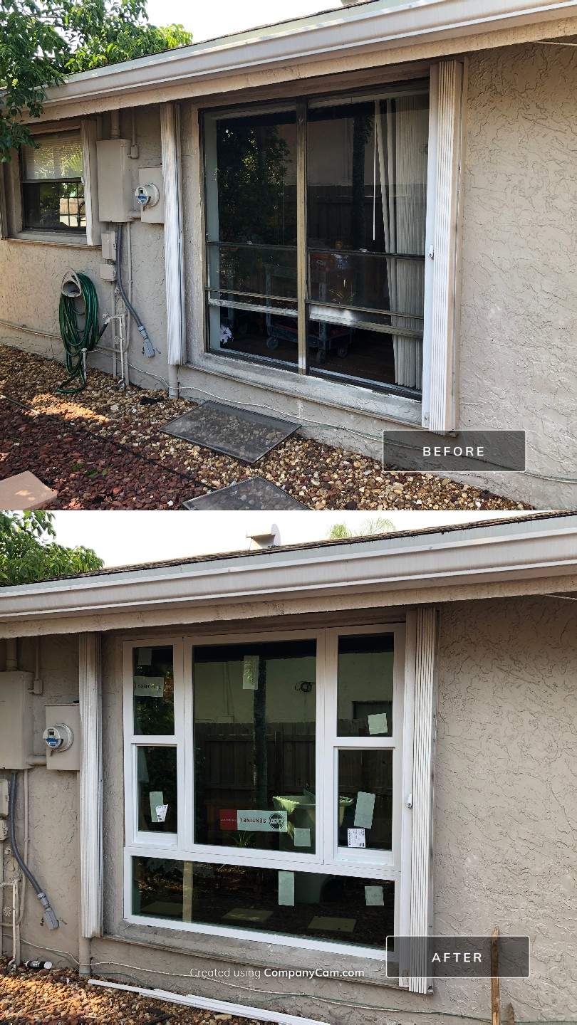 Impact Window Installation & Sliding Glass Door to Window Conversion – Coconut Creek, FL by The Door Doctor of South Florida, Inc.