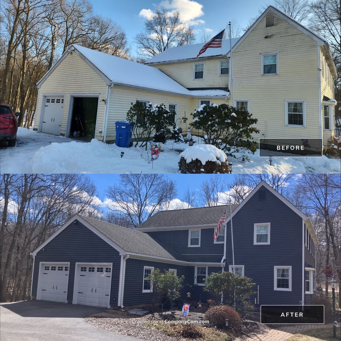 Outstanding Siding Transformation with Cert. Monogram D/4 x 12'6" clapboard, Smoky Gray by DiGiorgi Roofing and Siding Inc