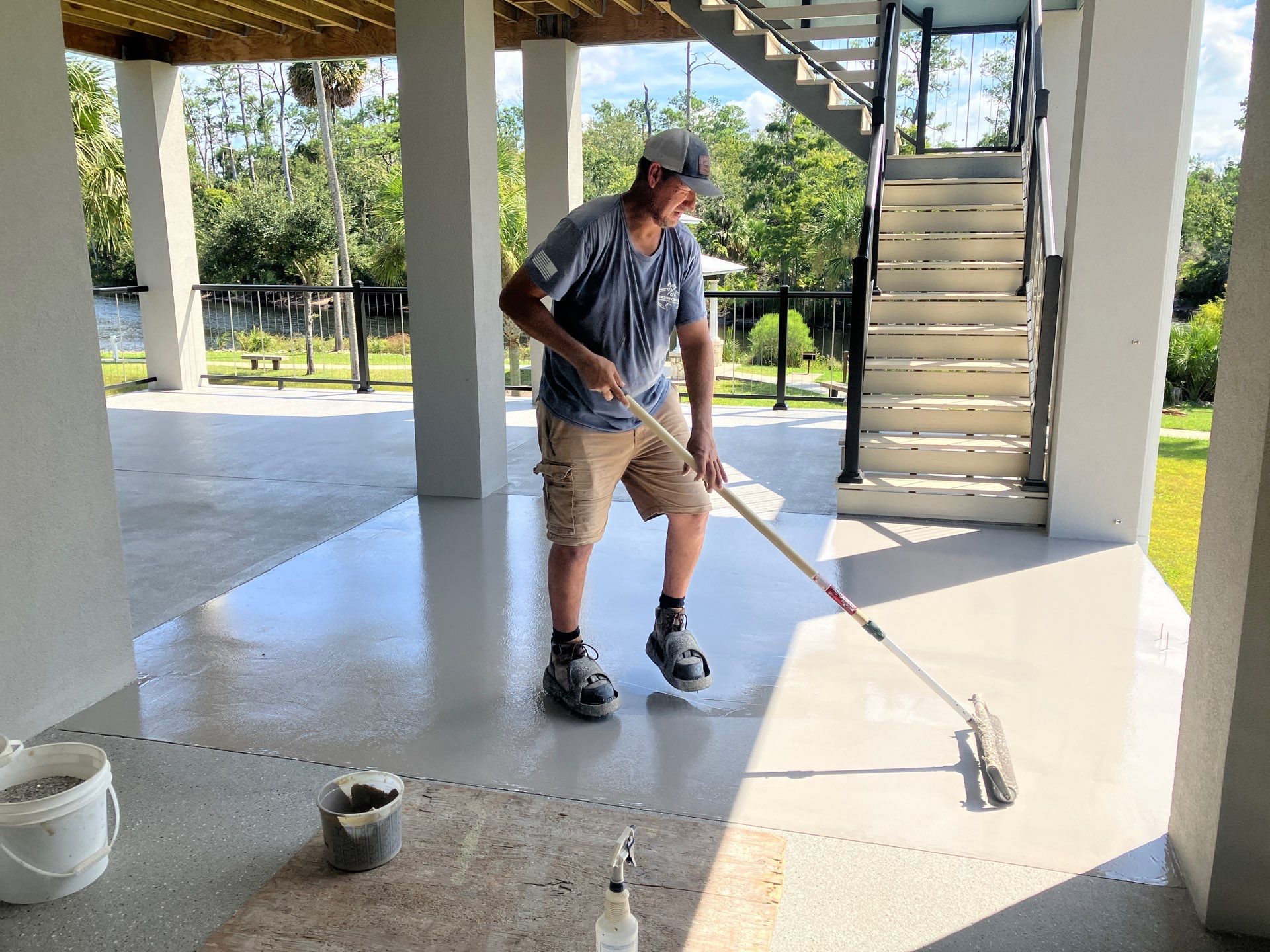 Under Side of Home in Hybrid Shale by Cross Creek Concrete Coatings
