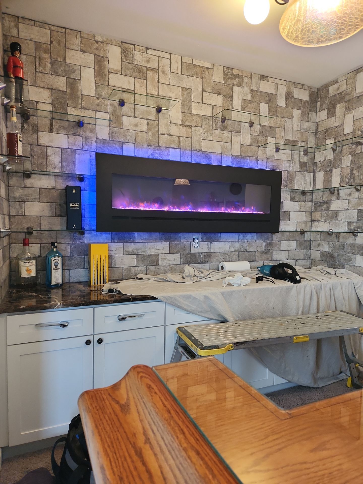 Glass Shelving Installation using 1/4 clear glass with glass brackets by BC Glass Repair 