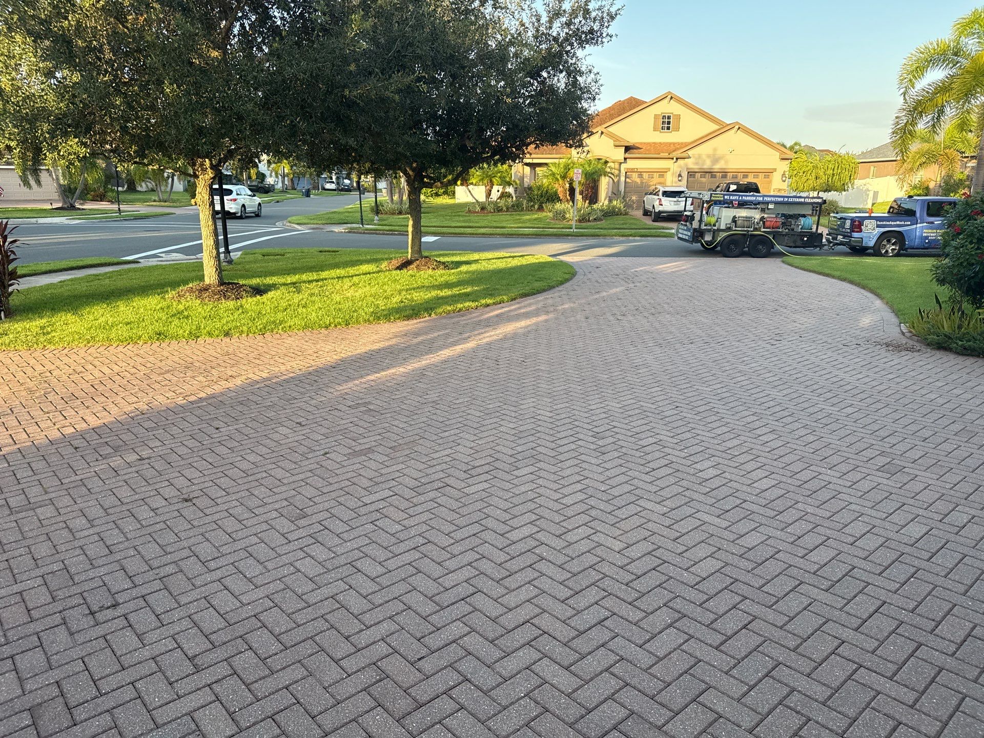 Paver Driveway & Sidewalk Cleaning – Oakleaf Hammock, Ellenton, FL by Sunshine AquaWash