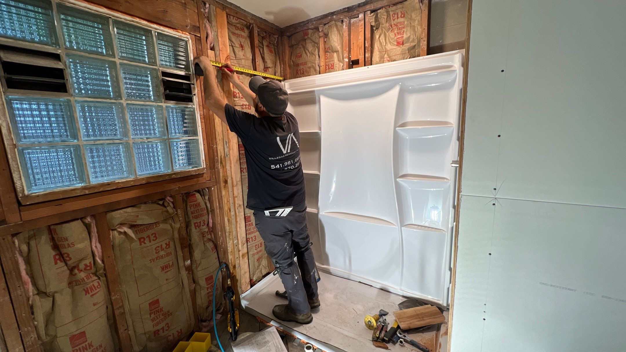 Bathroom Remodel using Shower Kit by Villegas Remodeling, LLC
