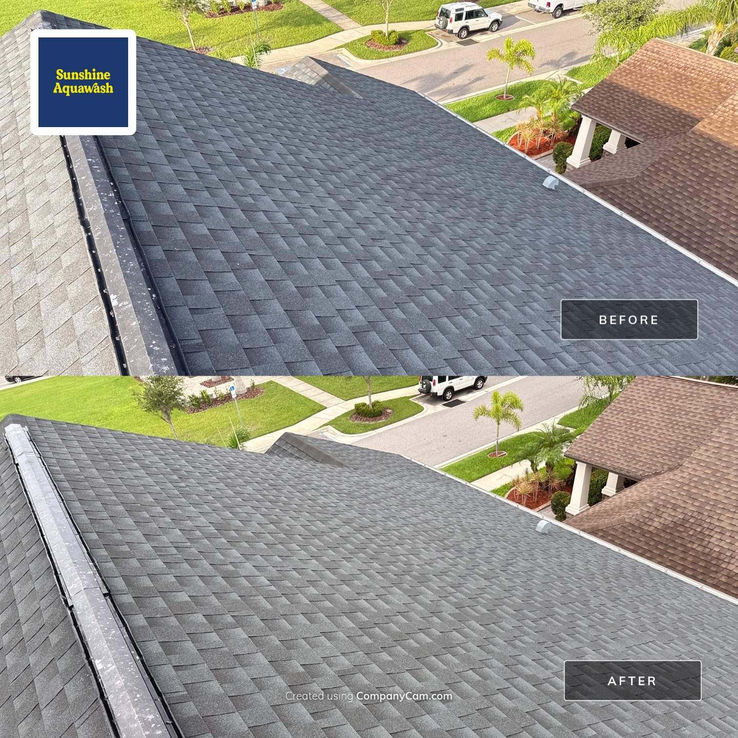 2-Story Asphalt Shingle Roof Cleaning & House Wash – Cypress Mill, Sun City Center, FL by Sunshine AquaWash