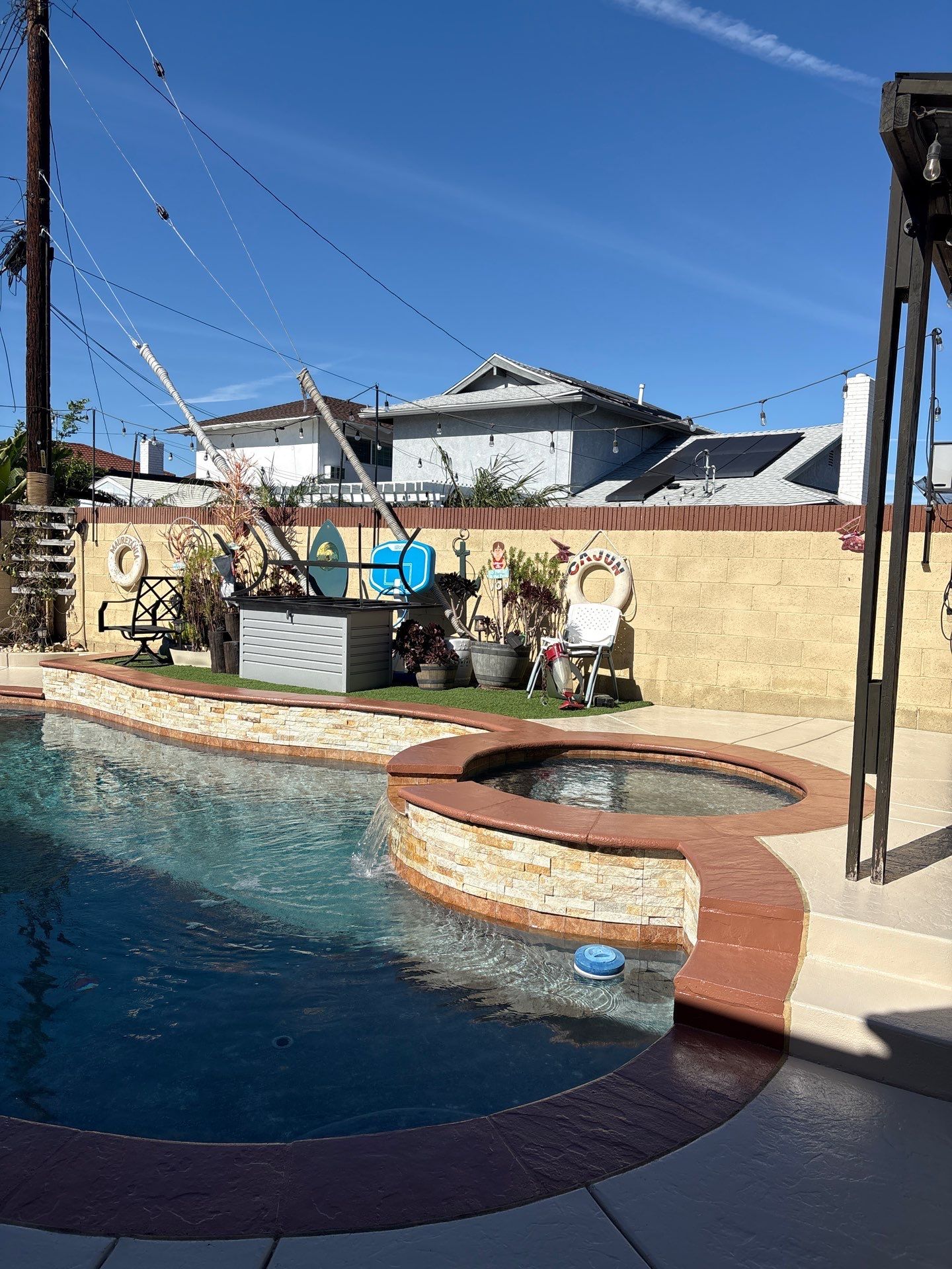 Sandblast & Staining Pool Deck by La Power Washing Inc