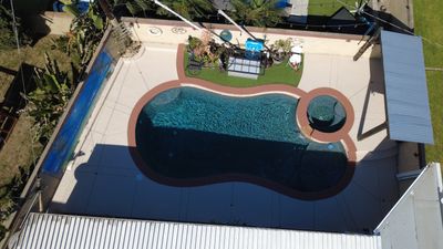 Sandblast & Staining Pool Deck by La Power Washing Inc