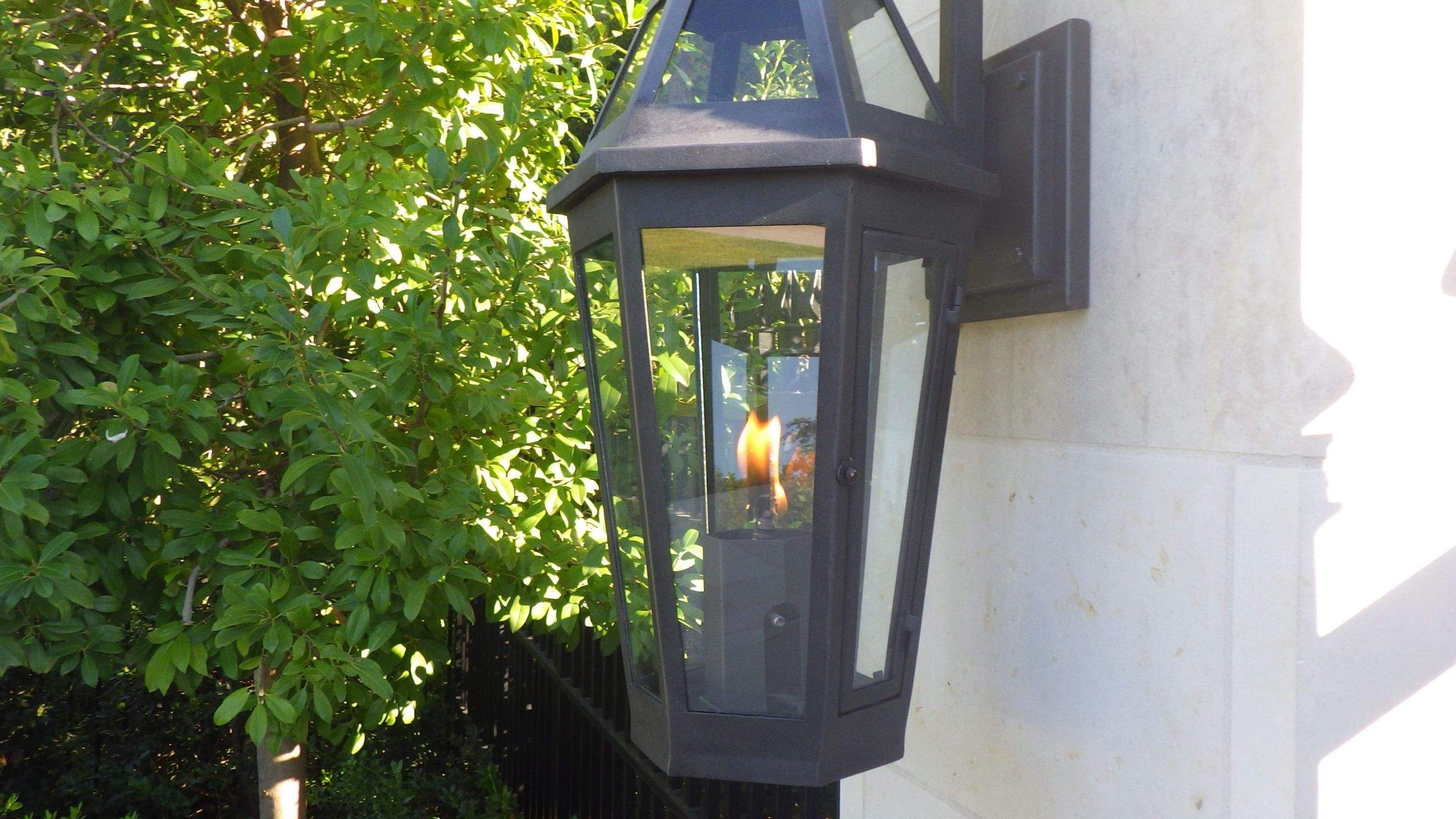 Custom Manual Gas Lantern Installation for Dallas Exterior by Solara Custom Living