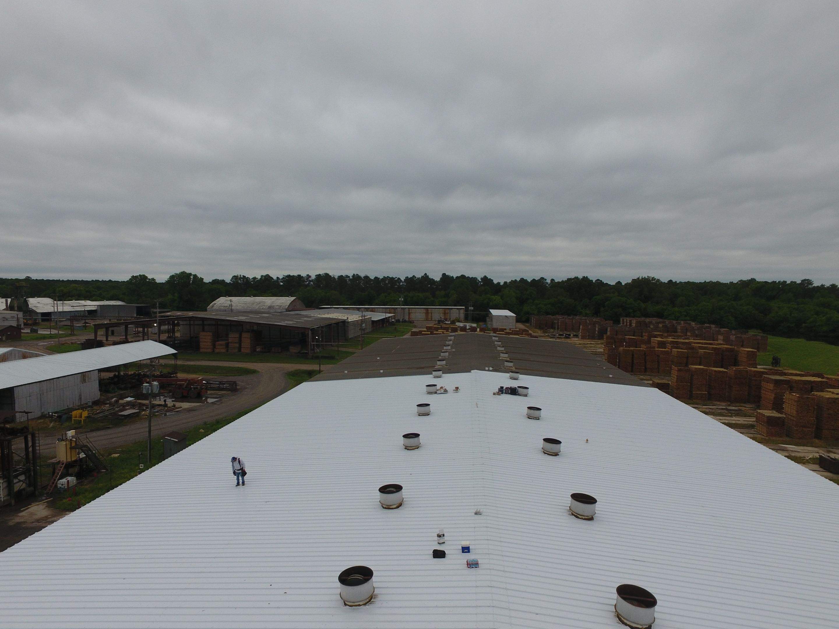 Commercial Roofing Installation using Aluminum Roofing panels by Hostetler Roofing