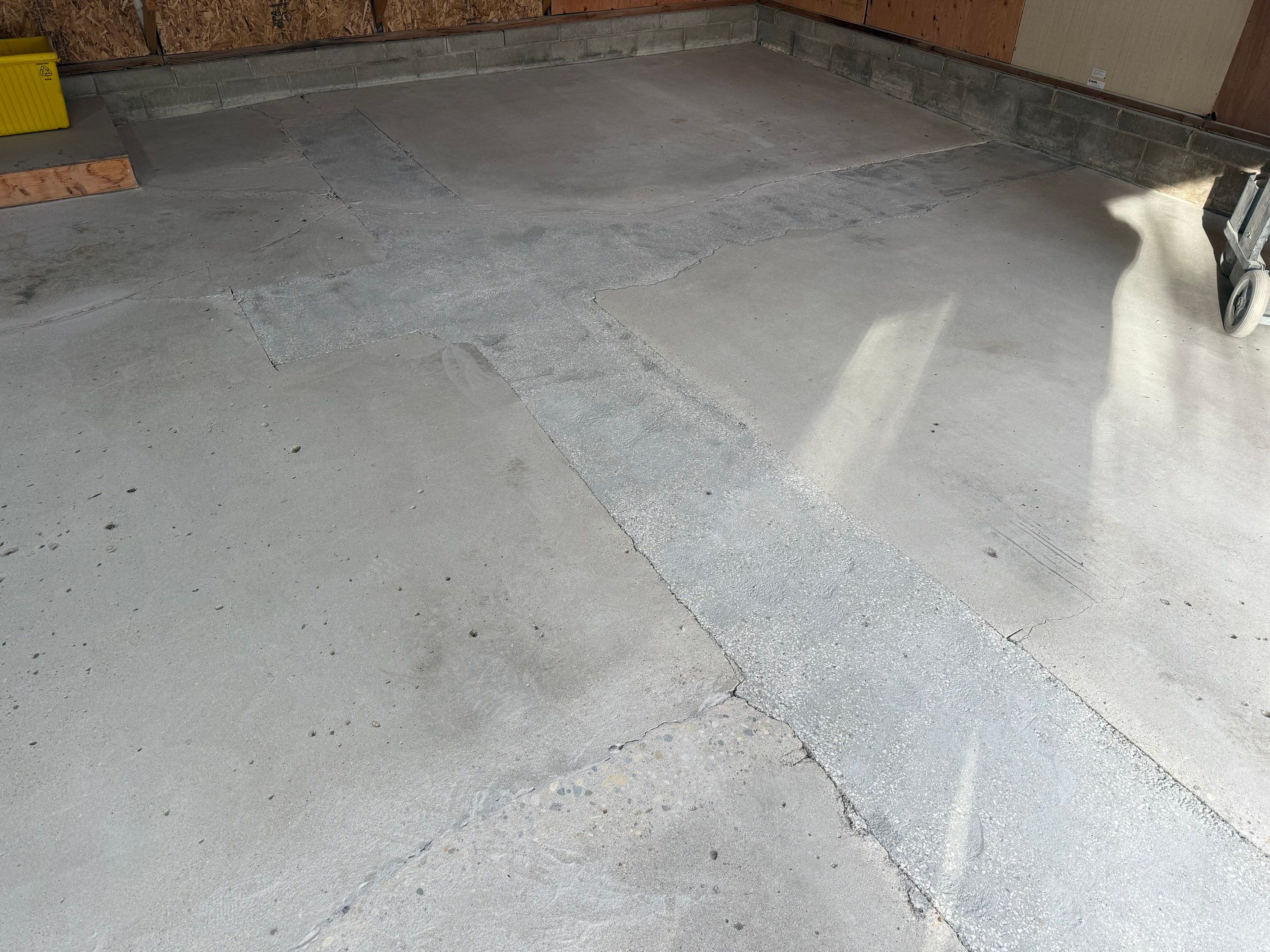 Multi-Colored Epoxy Garage Floor Coating and Concrete Stair Restoration by Select Painting, Coatings & Garage Cabinets