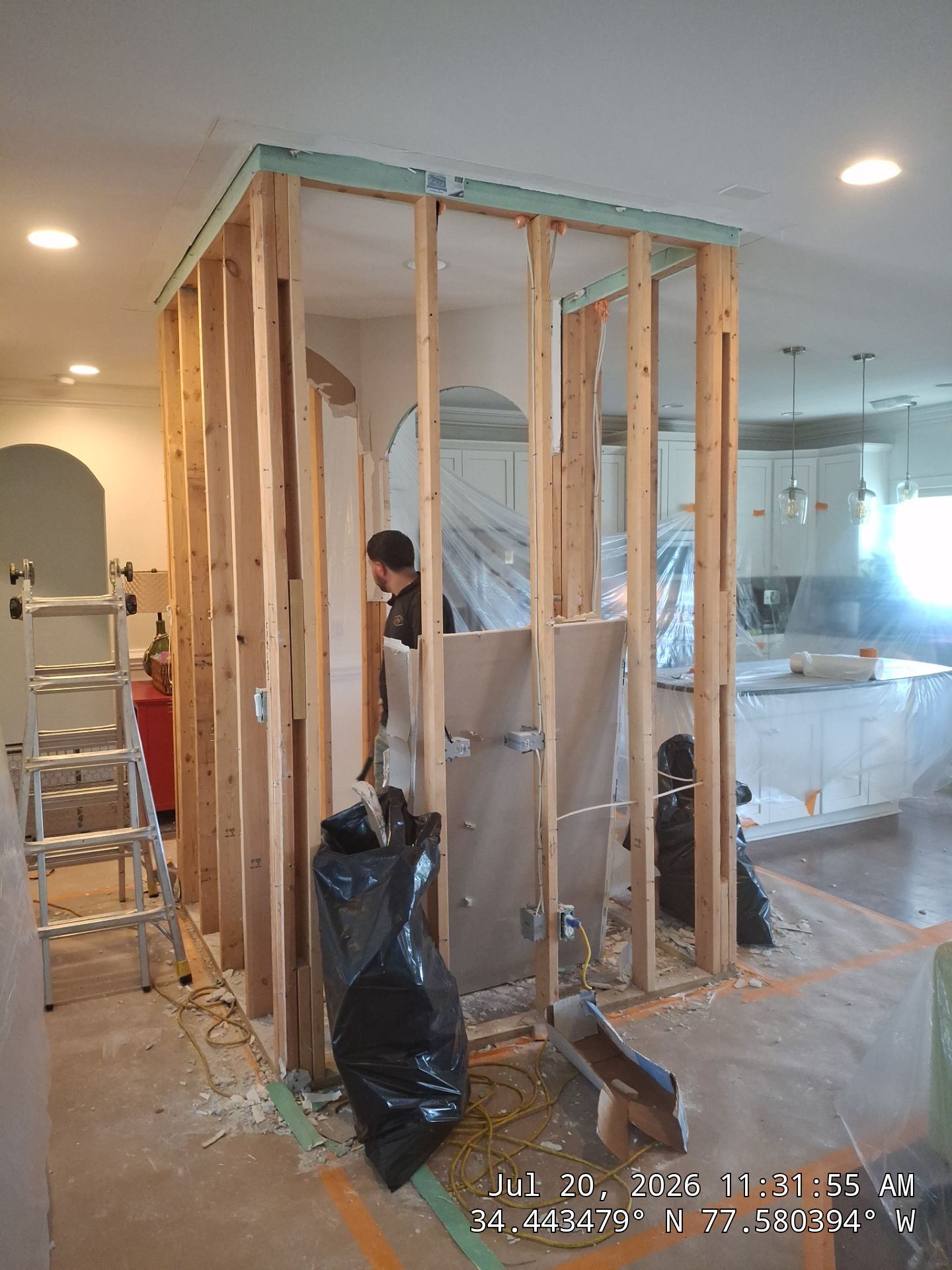 Kitchen Updates, Butler Pantry Removal, and Outdoor Shower Installation in Hampstead by RGR Construction and Roofing, LLC
