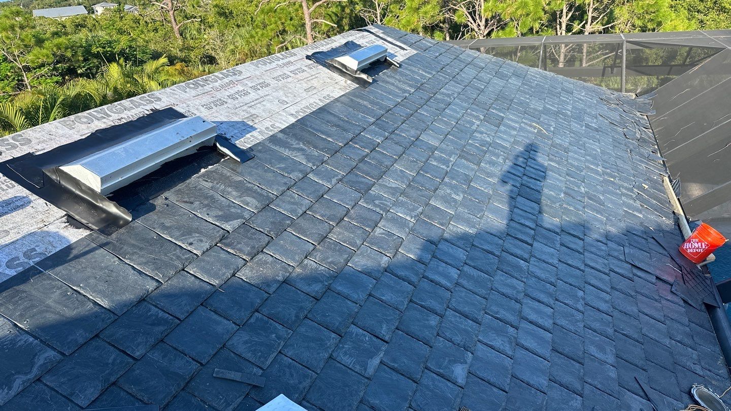 Residential Roofing Installation using Brava Slate Tile in Estero, Florida by International Roofing