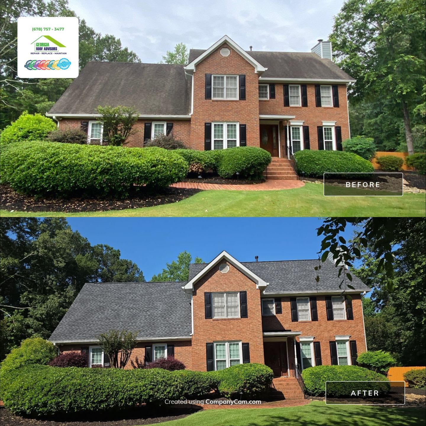 🏡 Brick Home Transformation with Pewter Gray by Georgia Roof Advisors