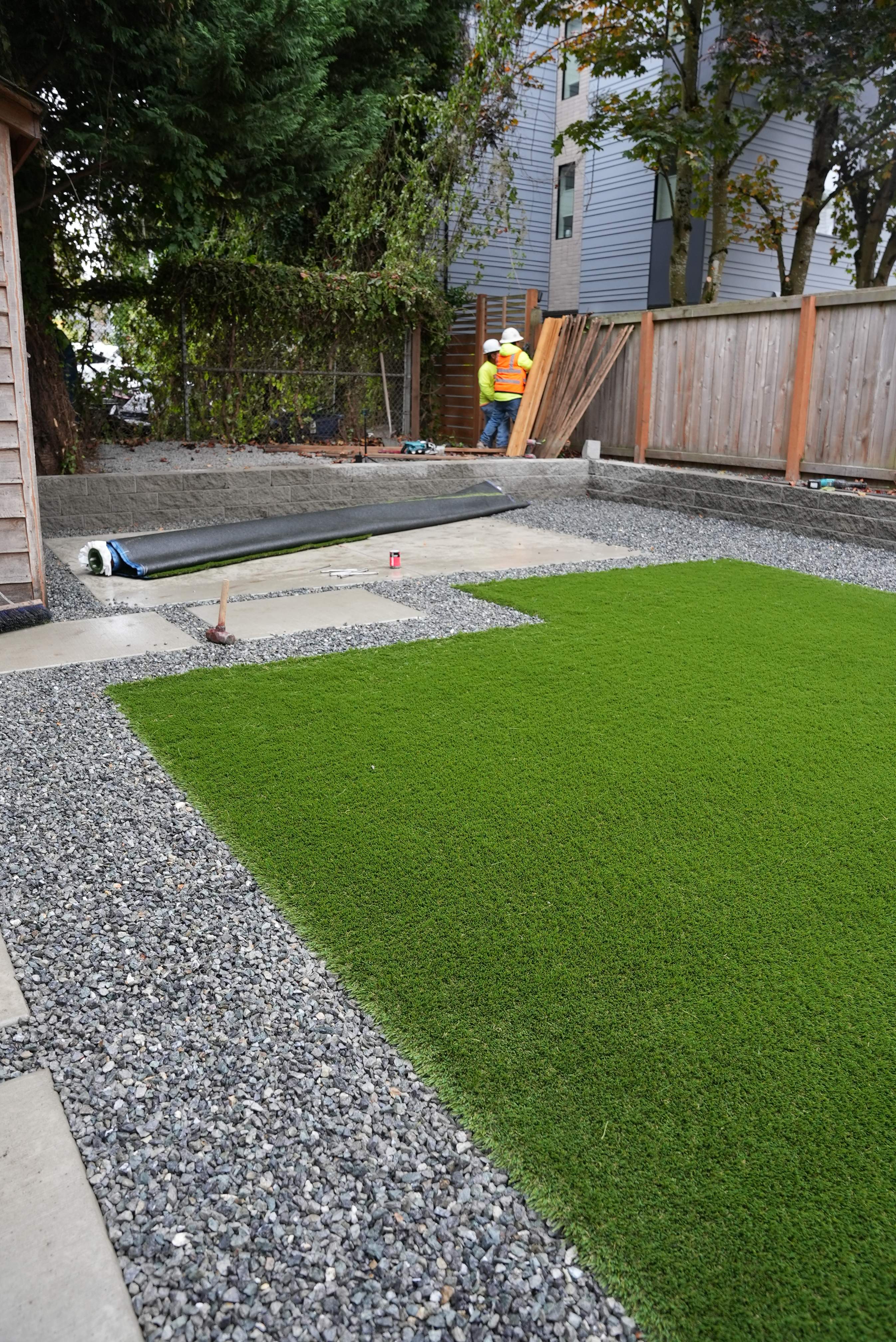 Turf Installation, Retaining Wall & Concrete Walkway | Seattle  by Jireh Asphalt & Concrete Inc 