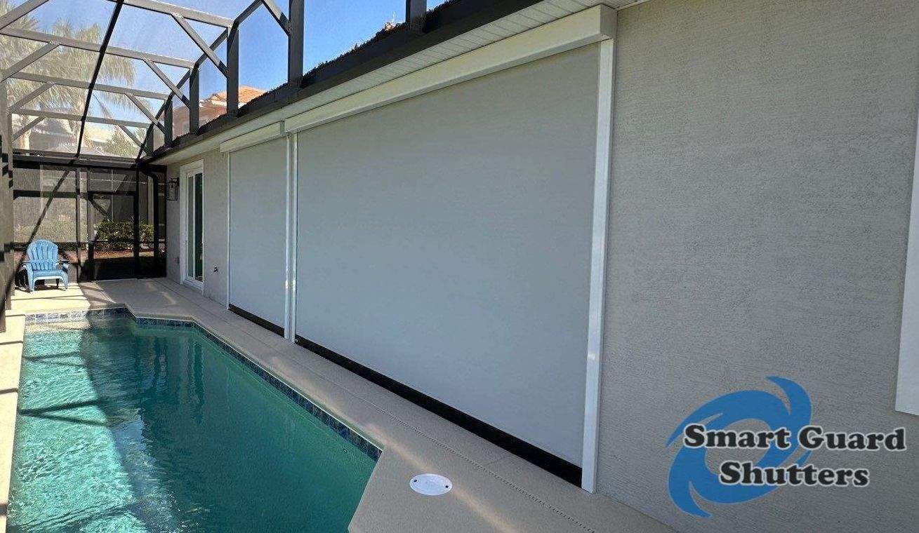 Hurricane Screen in White/Birch by Smart Guard Shutters