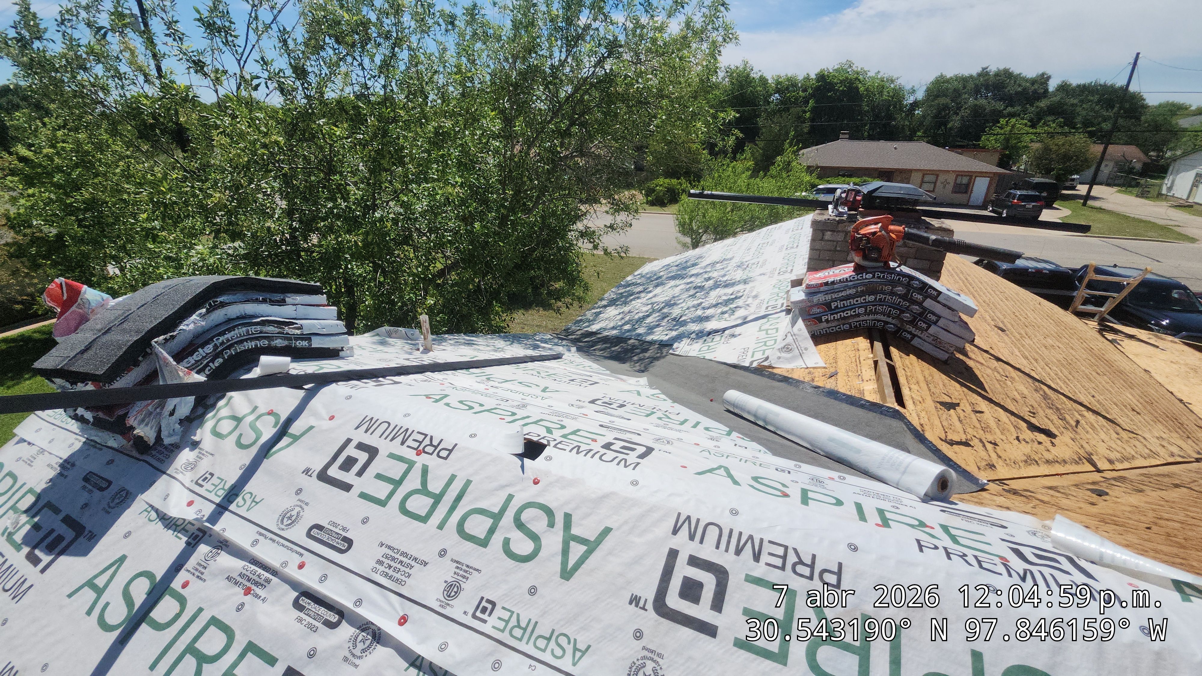 Architectural Asphalt Shingle Roof Replacement and Chimney Repair in Leander by Caliber Restoration LLC