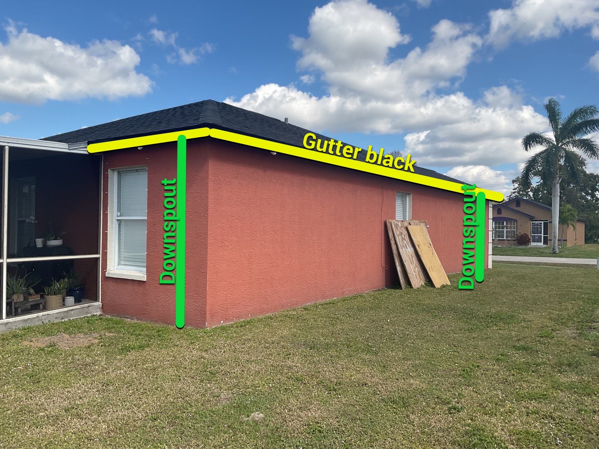 Black Seamless Gutters and Downspouts in Fort Myers FL by Gutter Professors