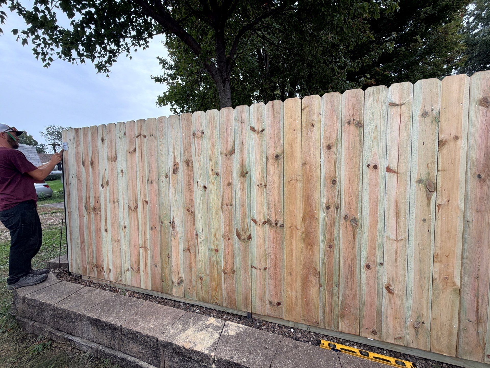 Custom Wood Privacy and Black Chain Link Fence in Hudson by Perfect Picket Fence and Stain