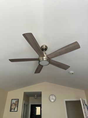 Ceiling fan installation with integrated light kit