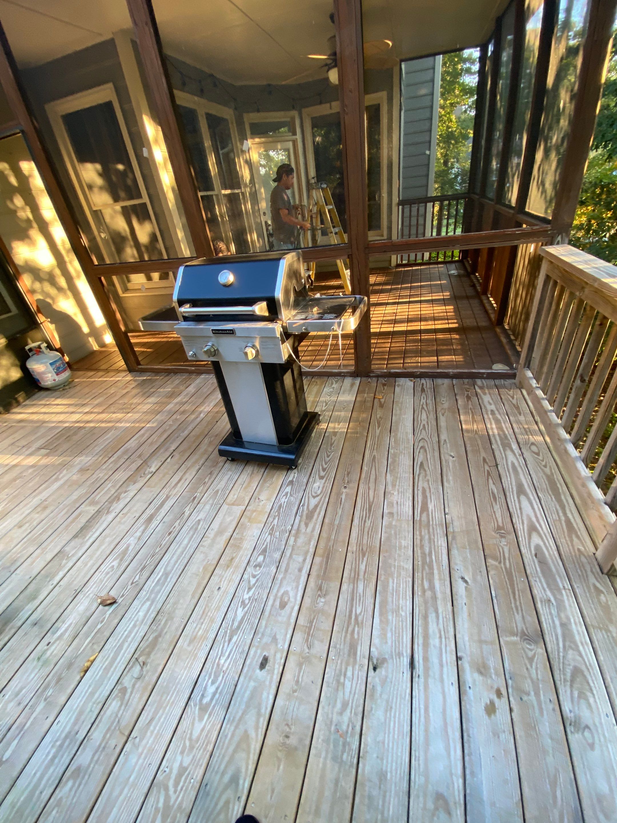 Wood Deck and Screened-In Porch Staining in Woodstock by Swift Home Renovations