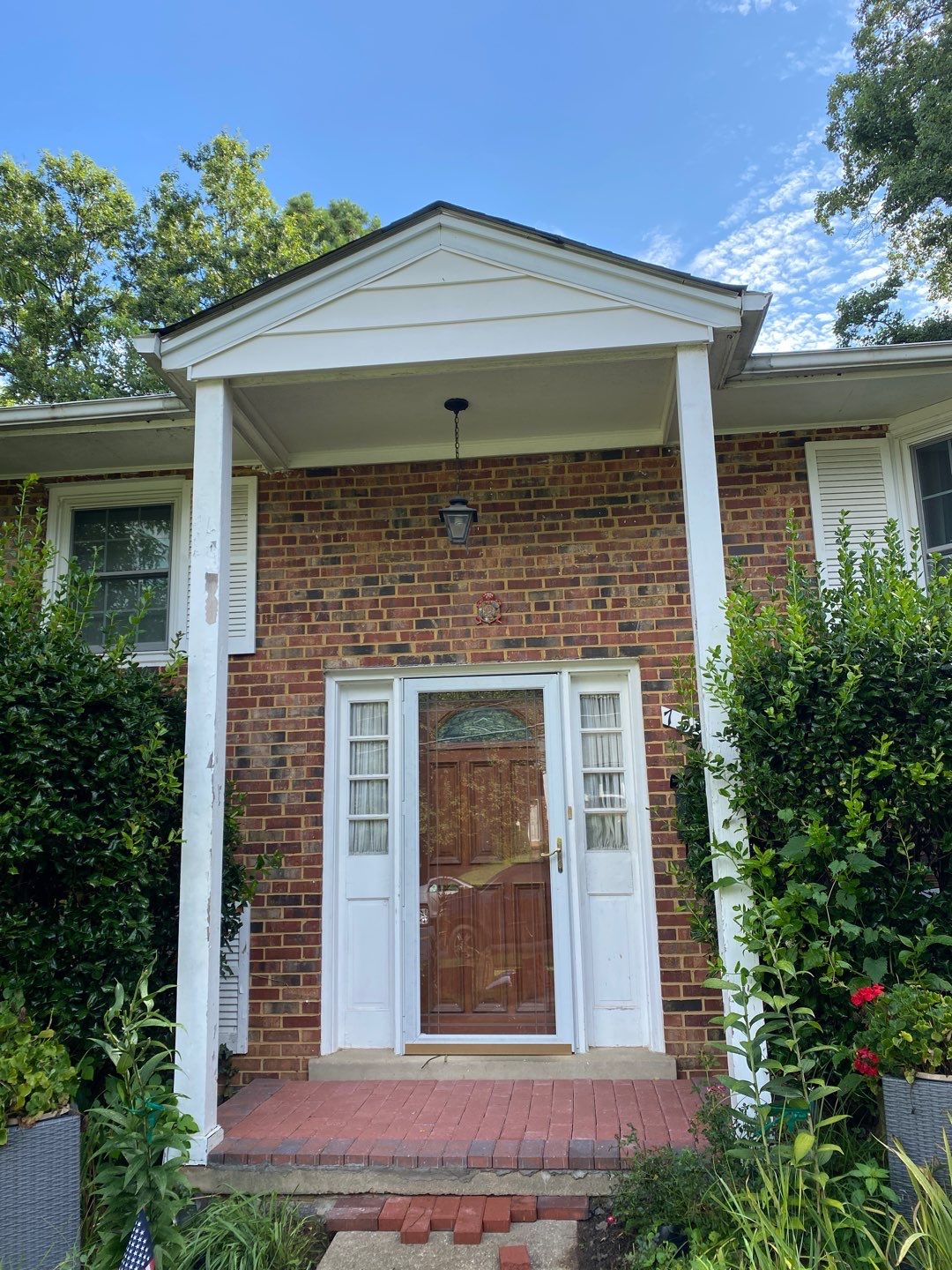 porch  using Brick pavers, porch columms , rooff update   by Jesus Master Handyman LLC 