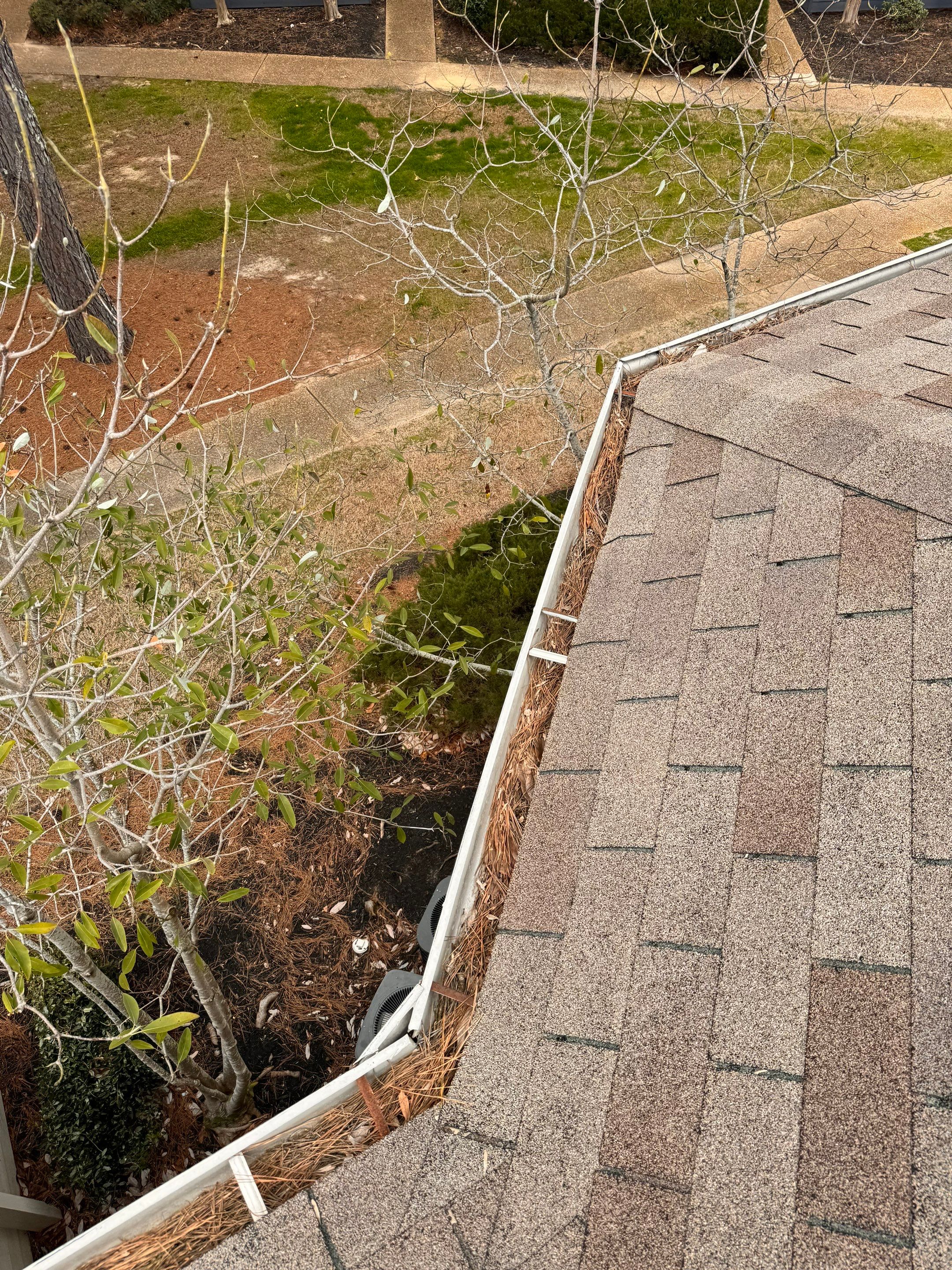 Commercial gutter cleaning Jackson before photo with filled gutters