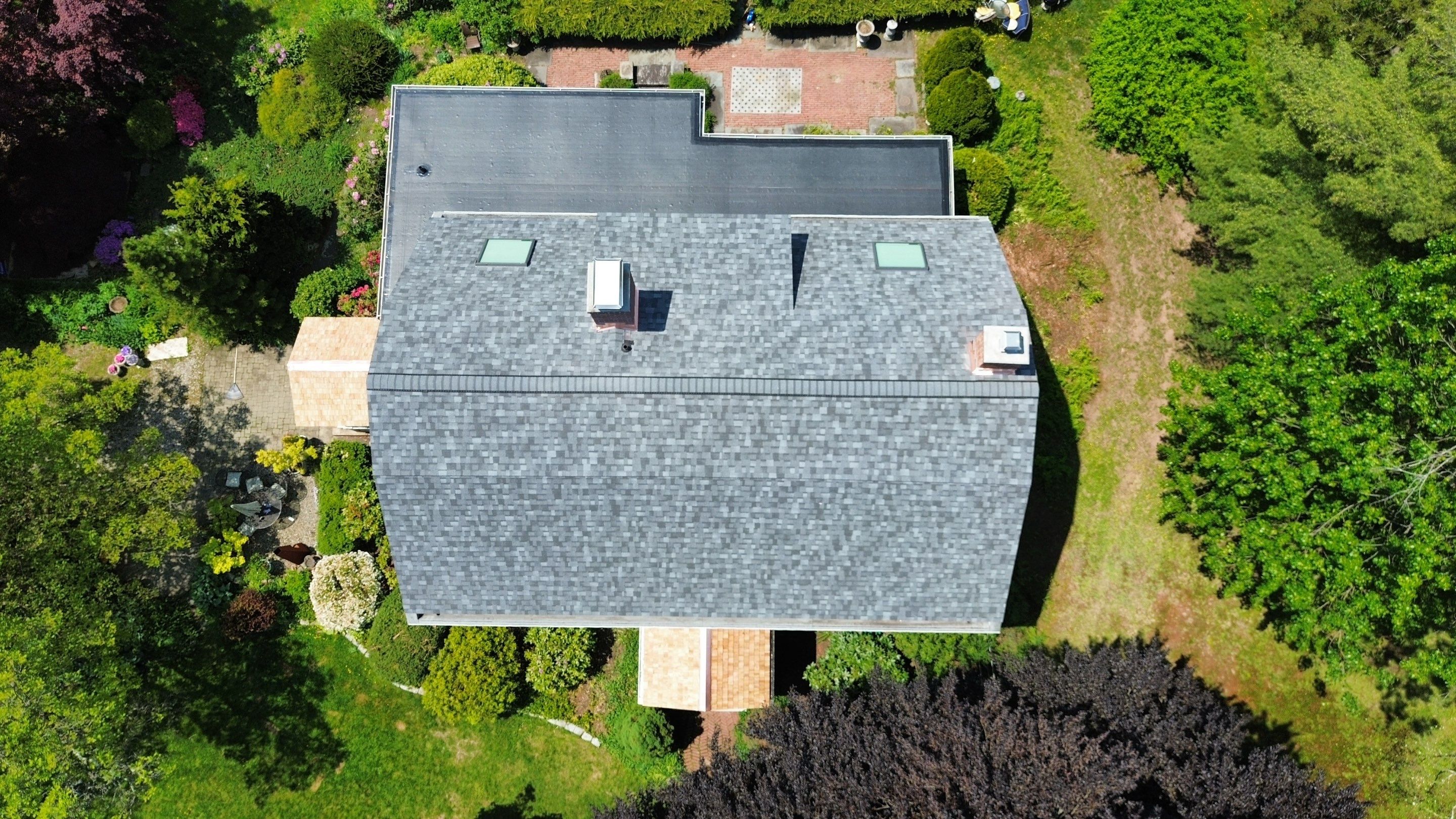 Owens Corning Duration: Slatestone Gray + Cedar Shingles + EPDM in Middletown by Golden Shield Roofing