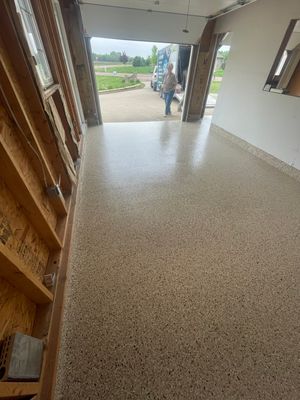 Speckled Epoxy Floor Coating Installation for Centerville Residential Garage