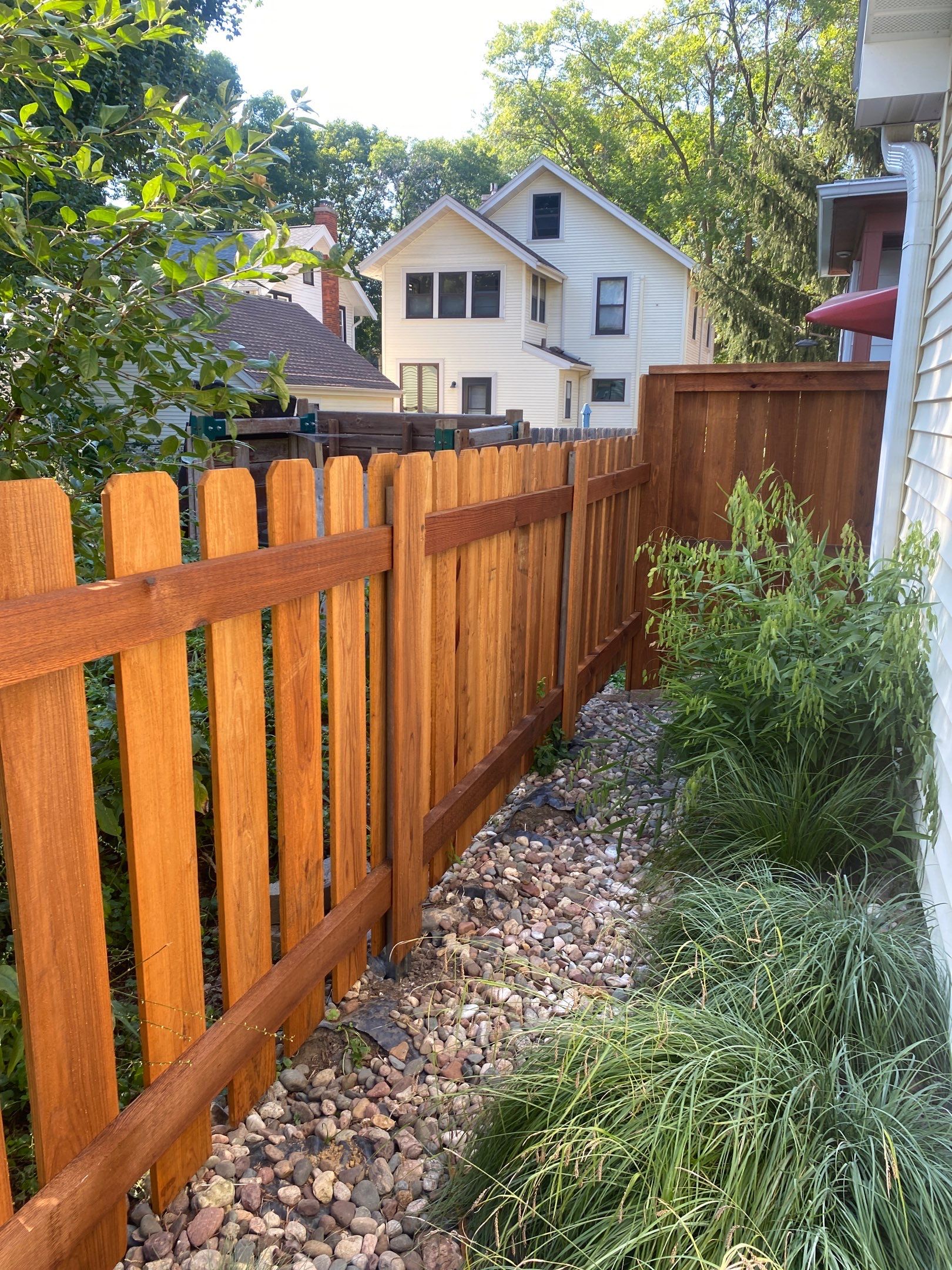 Clear Cedar | 6' | Side by Side | 2x6 Cap & Trim • Pecan by Madison Fence Company