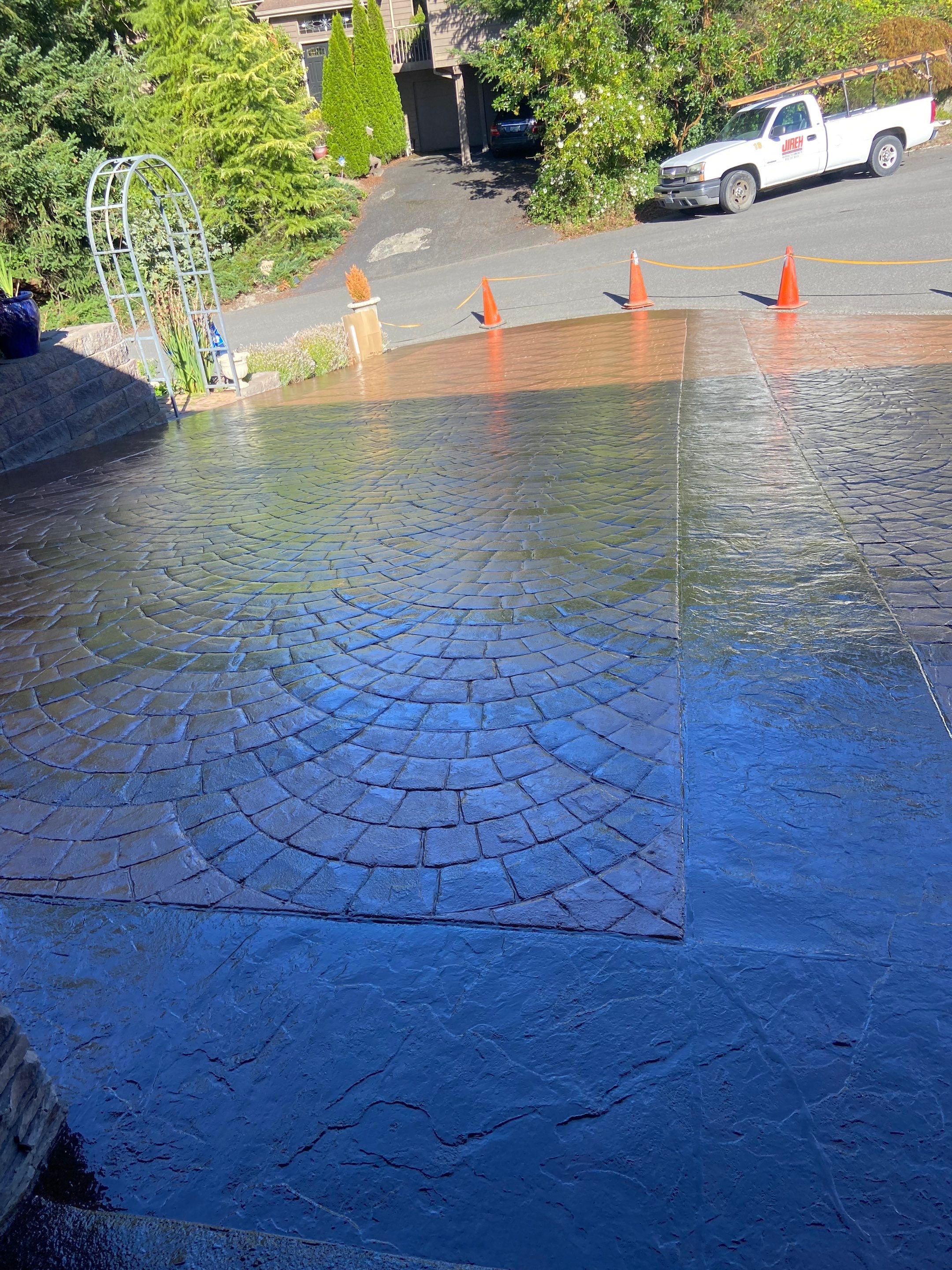 Mehta | Tiled Driveway with Sealer & Retaining Wall  by Jireh Asphalt & Concrete Inc 