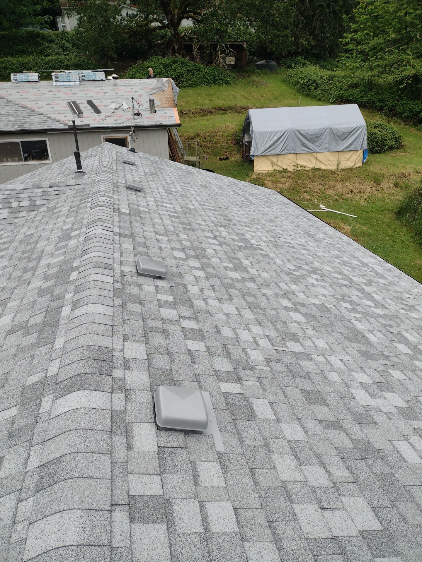 Residential Roofing Installation using IKO Dynasty (Color: Frostone Grey) by Orezona Building & Roofing Company, Inc.