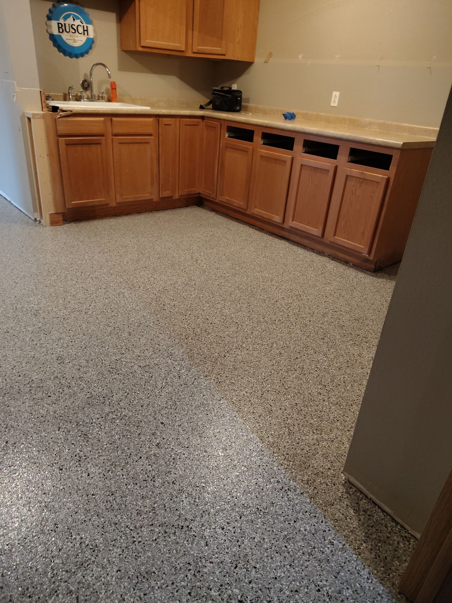 Maxwell, IA Coyote Flake Garage and Basement by Revival Concrete Coatings