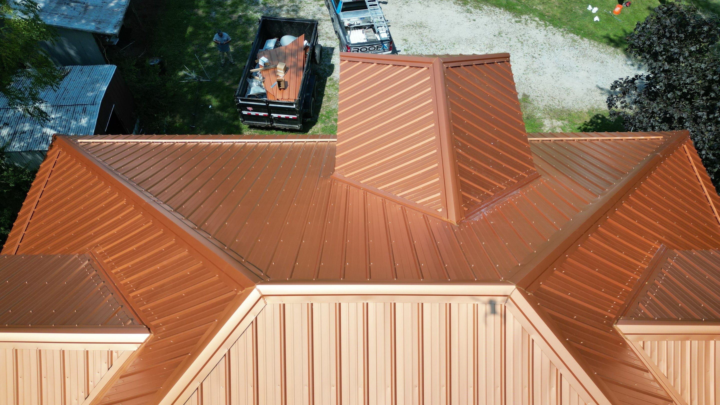 Residential Roofing Installation using Performance Panel Metal - Copper Metallic by RoofX 