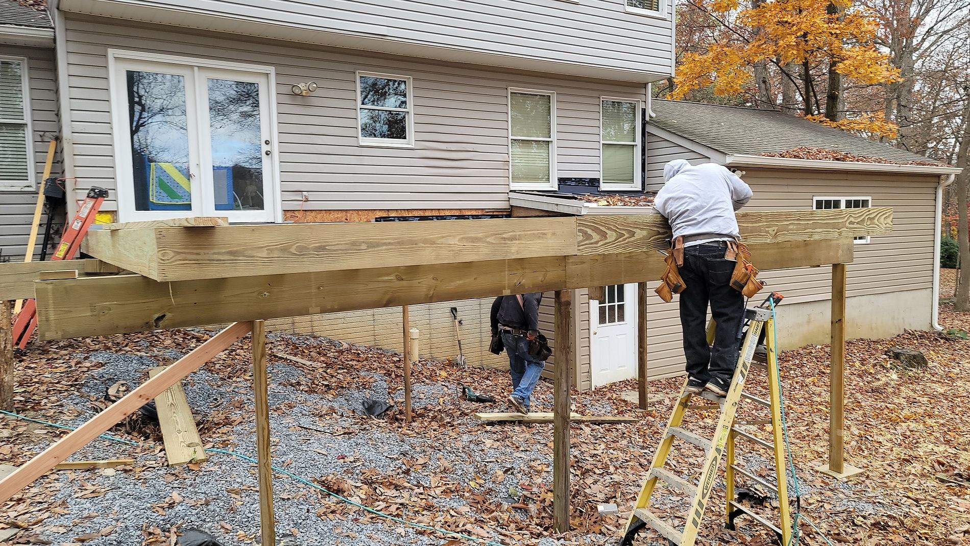 Rebuild deck, exterior wall repair and sliding glass door by Roof Right Inc