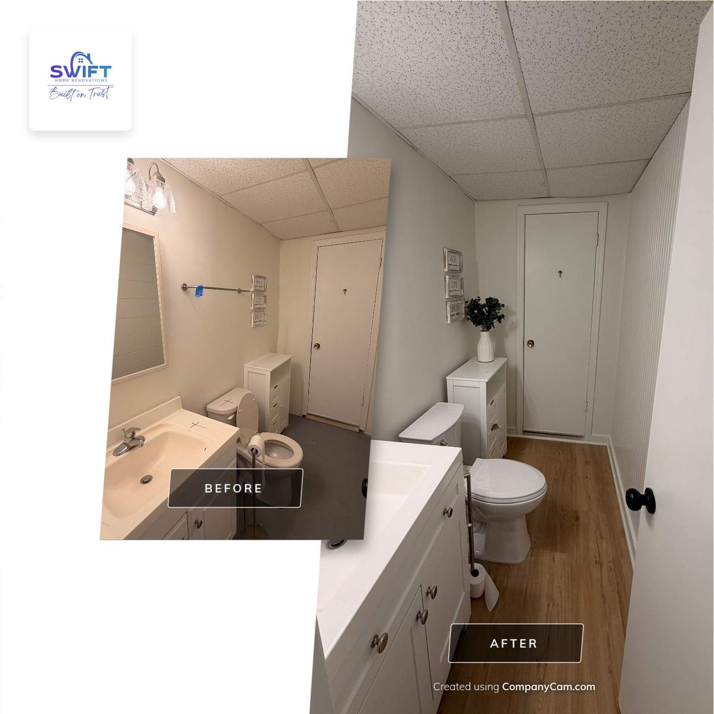 Basement Remodeling with Wood-Look Flooring and Custom Wainscoting in Dunwoody